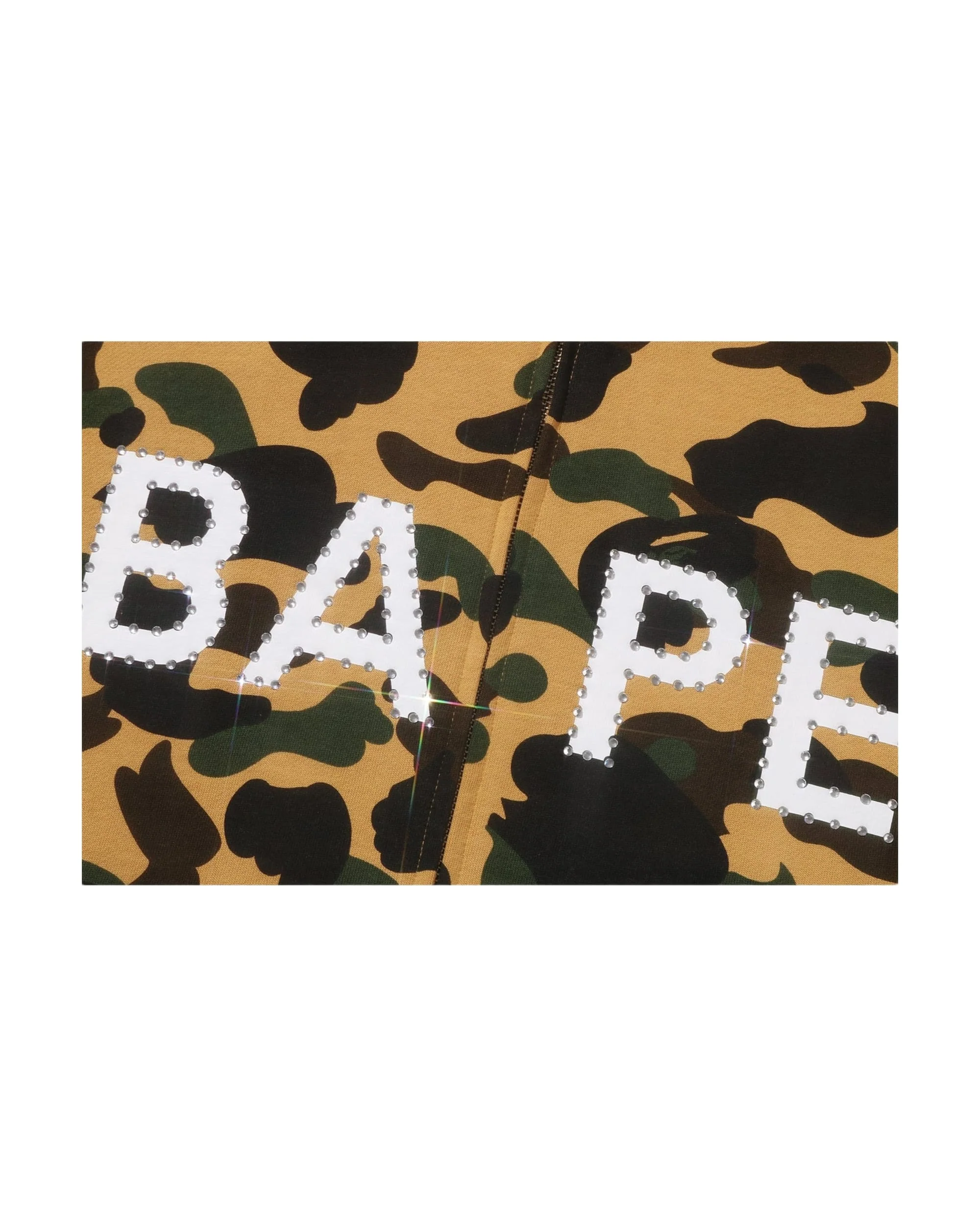 1ST CAMO BAPE LOGO RHINESTONE RELAXED FIT FULL ZIP HOODIE MENS - Image 8