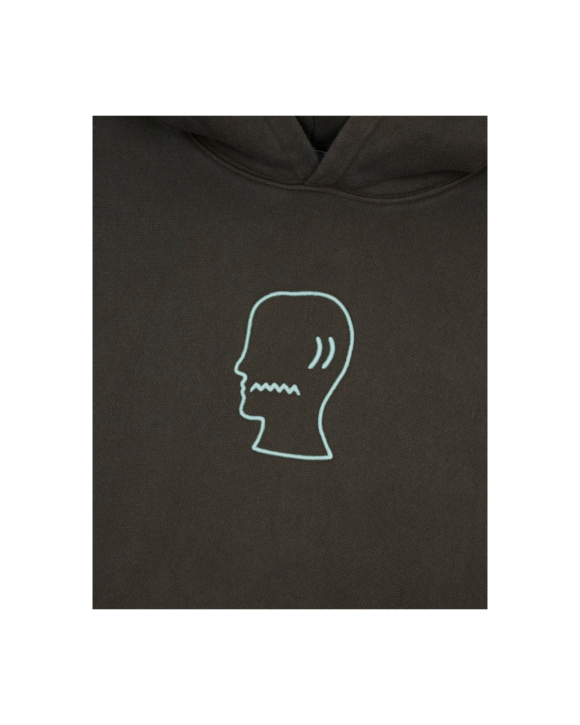 3D Embroidered Logohead Garment Dyed Hoodie - Brown - Image 5