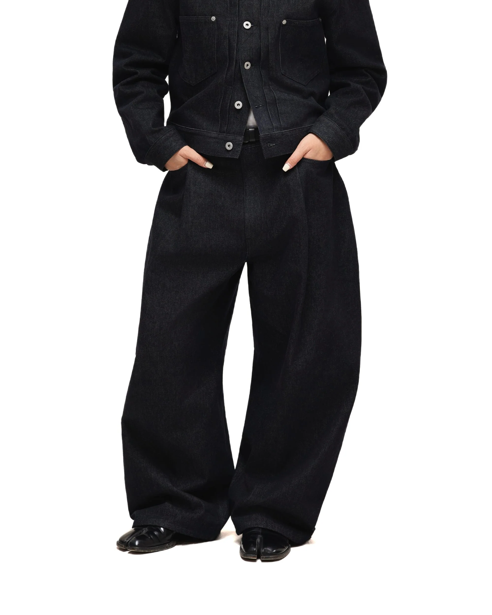 6CRAYON 11.3oz Indigo Blue Non-Fade Wide-Leg Baggy Denim Pants - Image 10