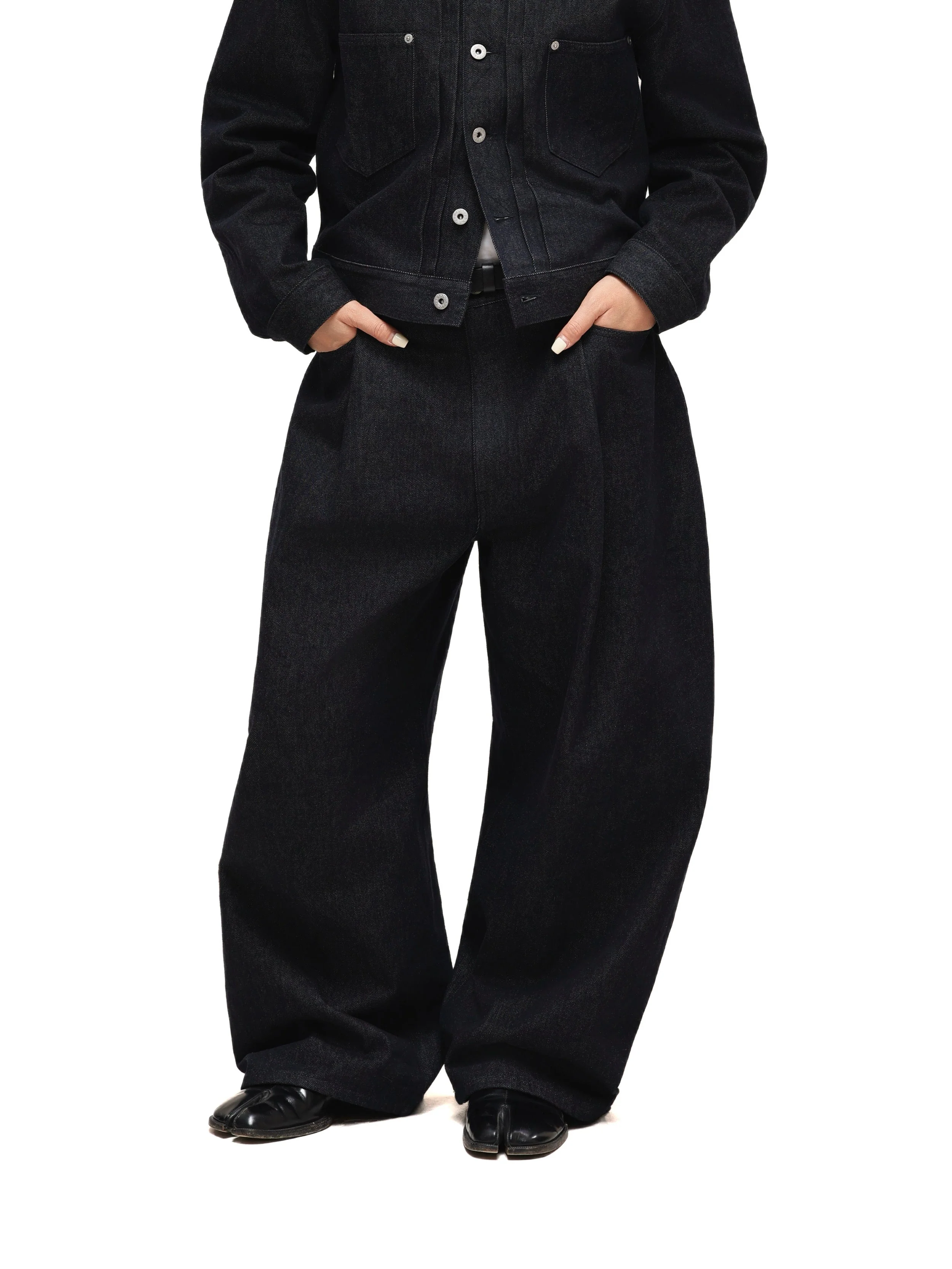 6CRAYON 11.3oz Indigo Blue Non-Fade Wide-Leg Baggy Denim Pants - Image 12