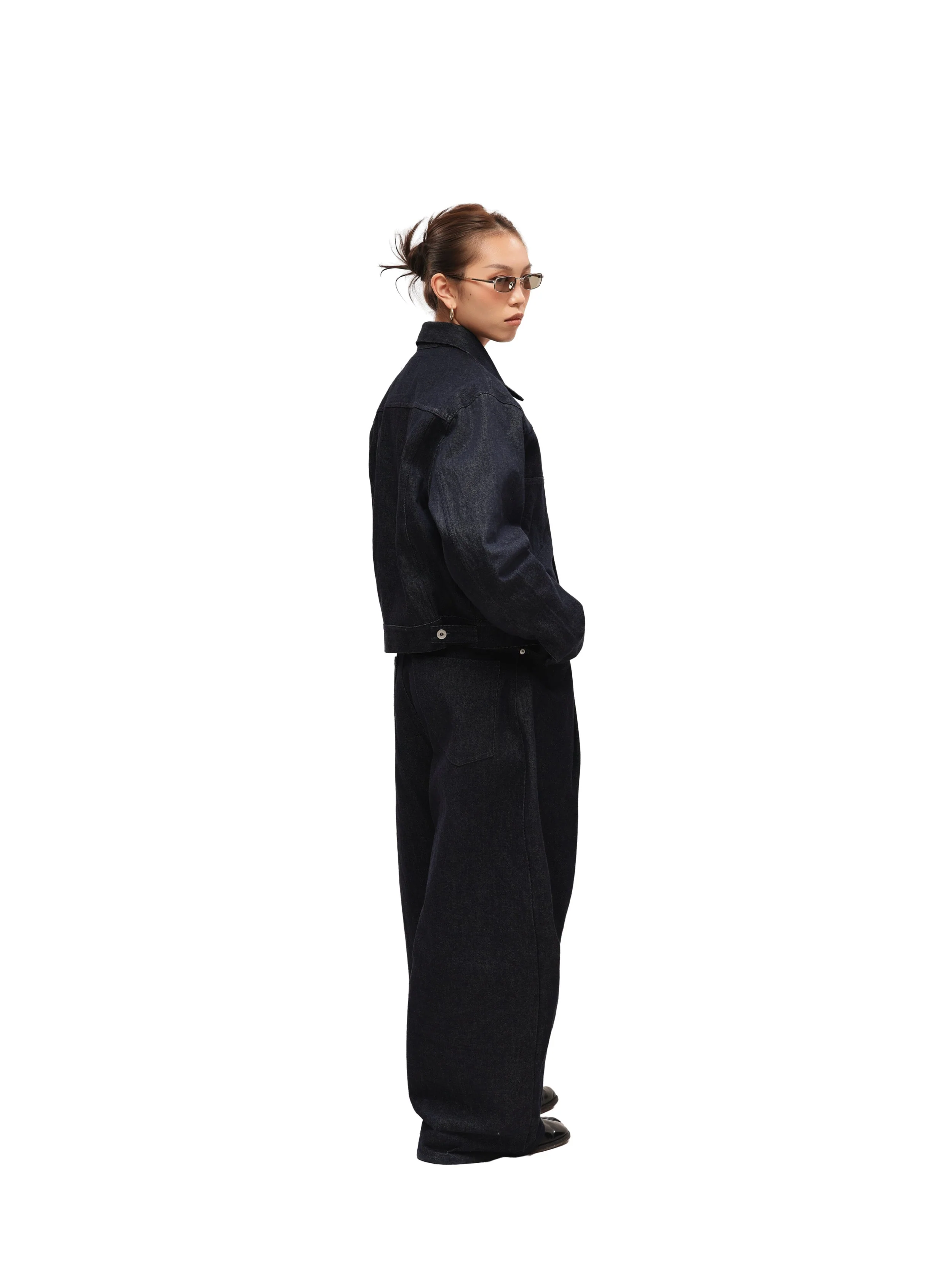 6CRAYON 11.3oz Indigo Blue Non-Fade Wide-Leg Baggy Denim Pants - Image 14