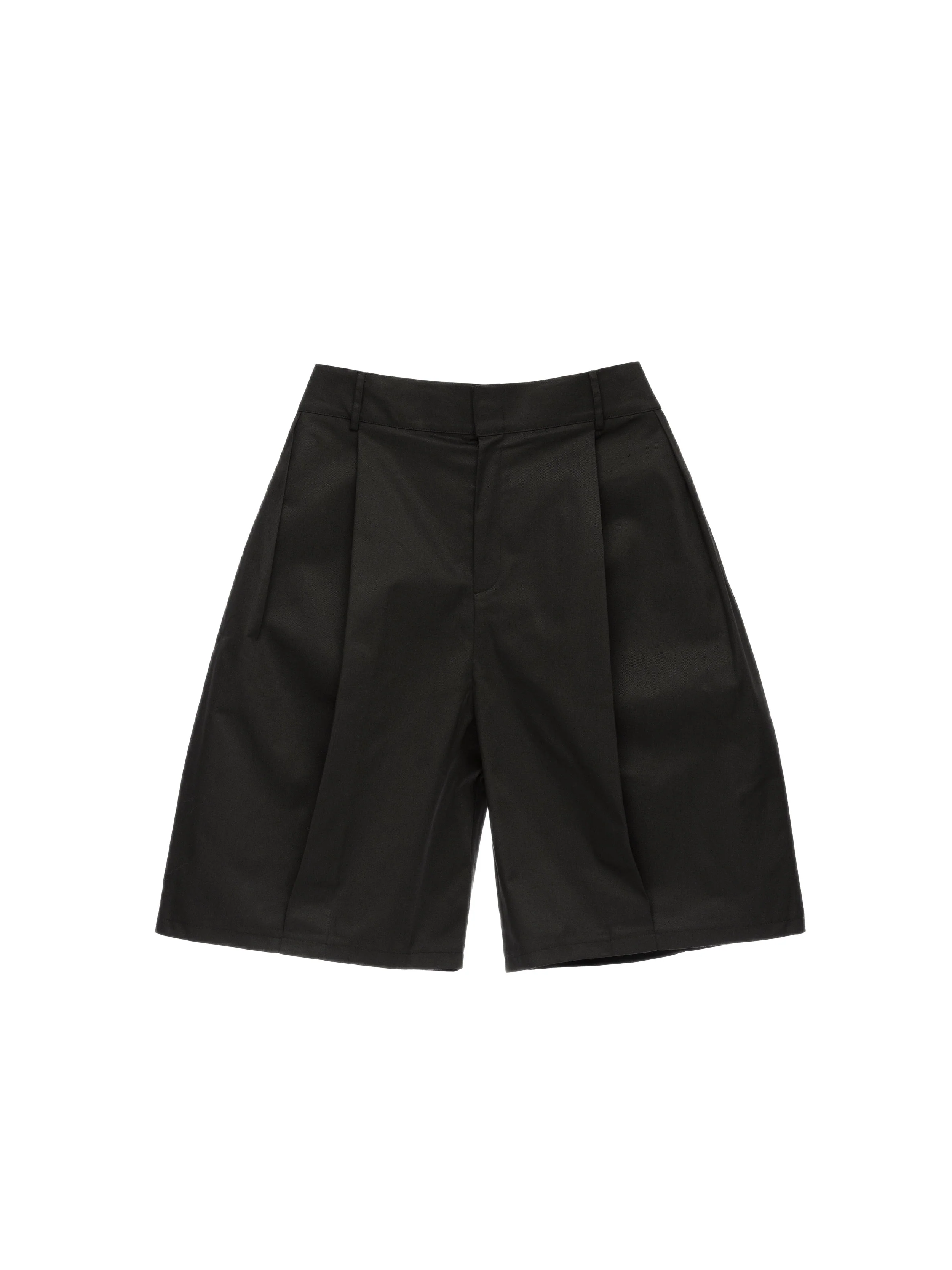 6CRAYON Elastic Waist Wide-Leg Shorts 2.0 – Double Pleated & Loose Fit with Coating