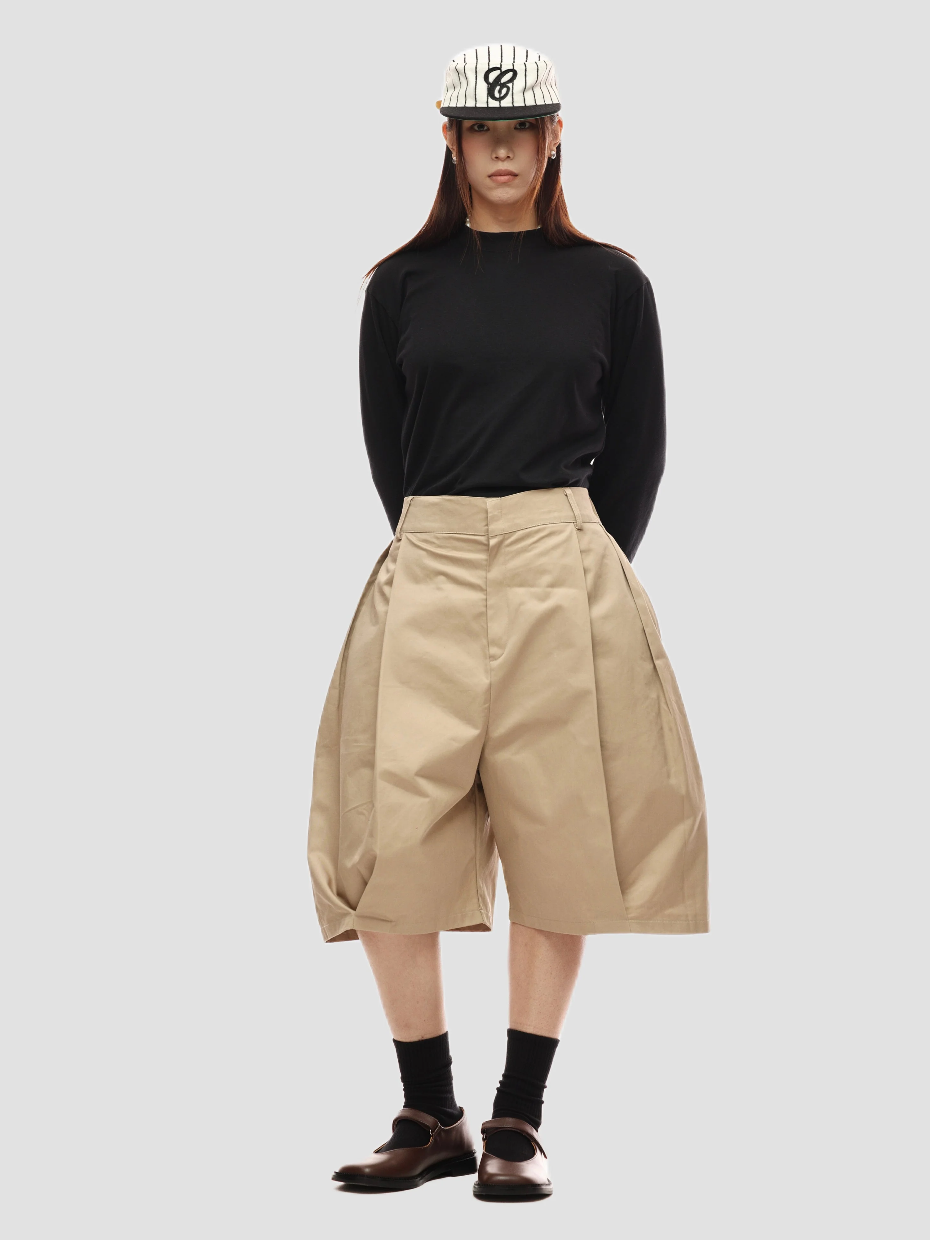 6CRAYON Elastic Waist Wide-Leg Shorts 2.0 – Double Pleated & Loose Fit with Coating - Image 17