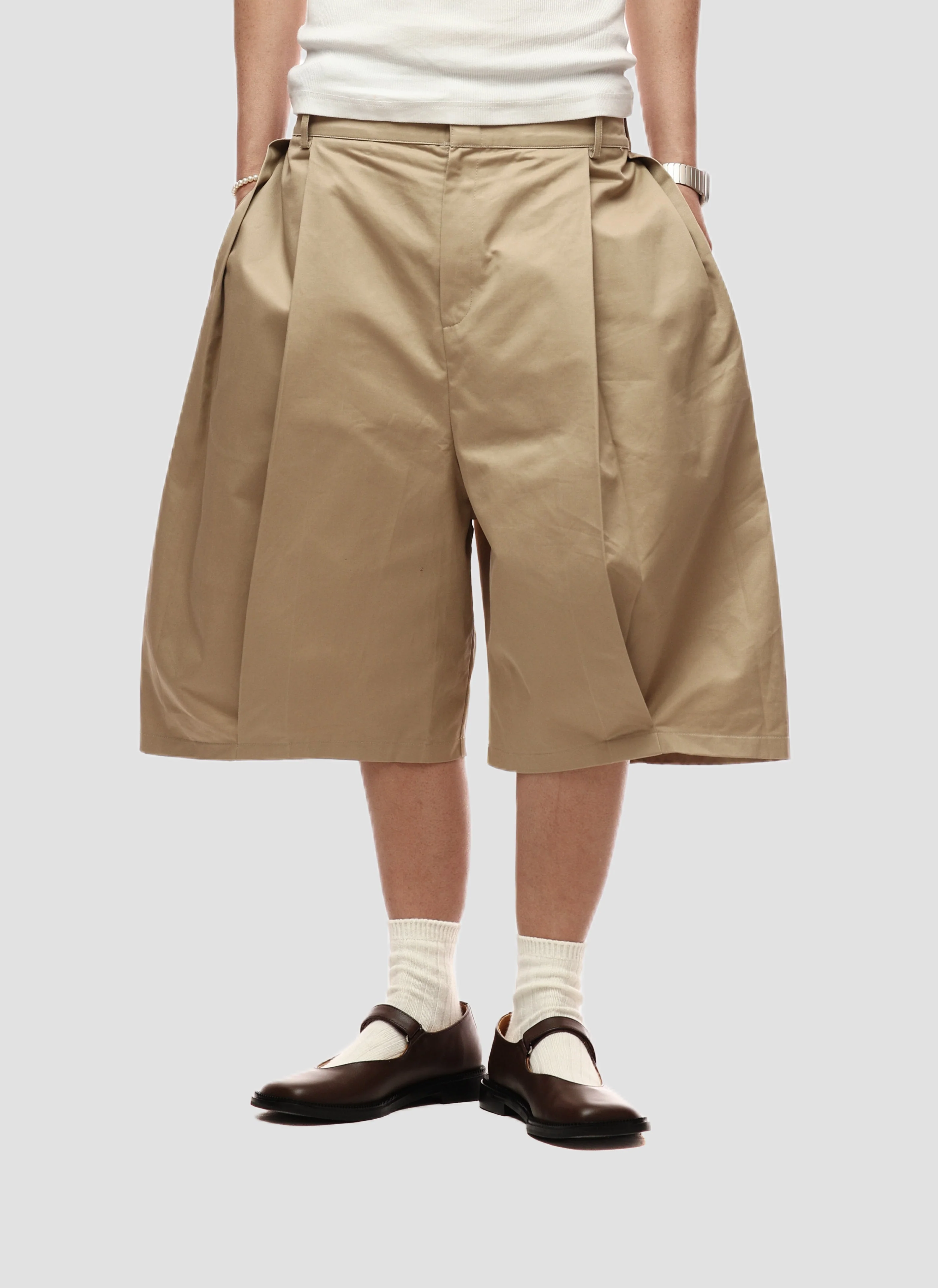 6CRAYON Elastic Waist Wide-Leg Shorts 2.0 – Double Pleated & Loose Fit with Coating - Image 19