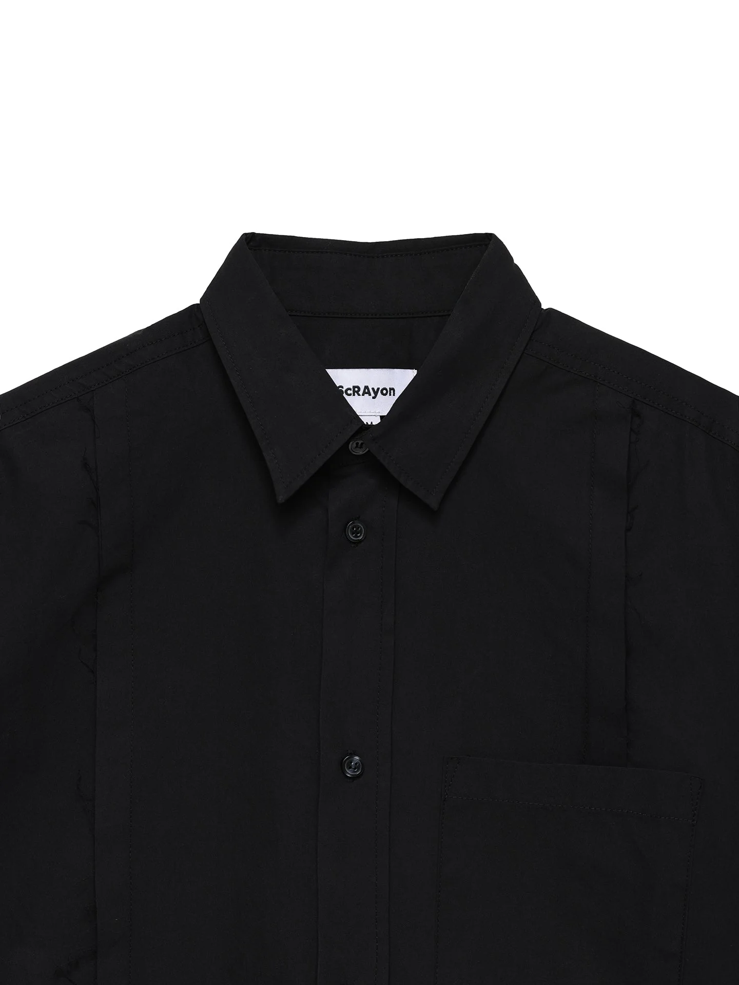 6CRAYON Patchwork Basic Black Cotton Poplin Embroidered Shirt - Image 14