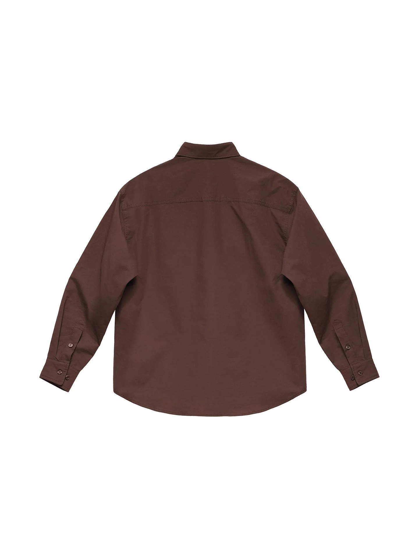 6CRAYON Patchwork Basic Brown Cotton Poplin Embroidered Shirt - Image 12