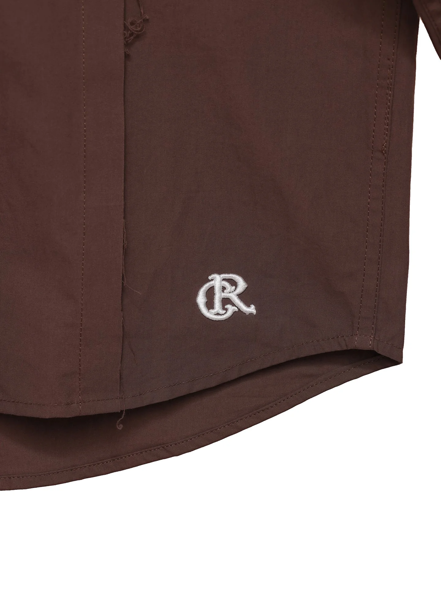 6CRAYON Patchwork Basic Brown Cotton Poplin Embroidered Shirt - Image 16