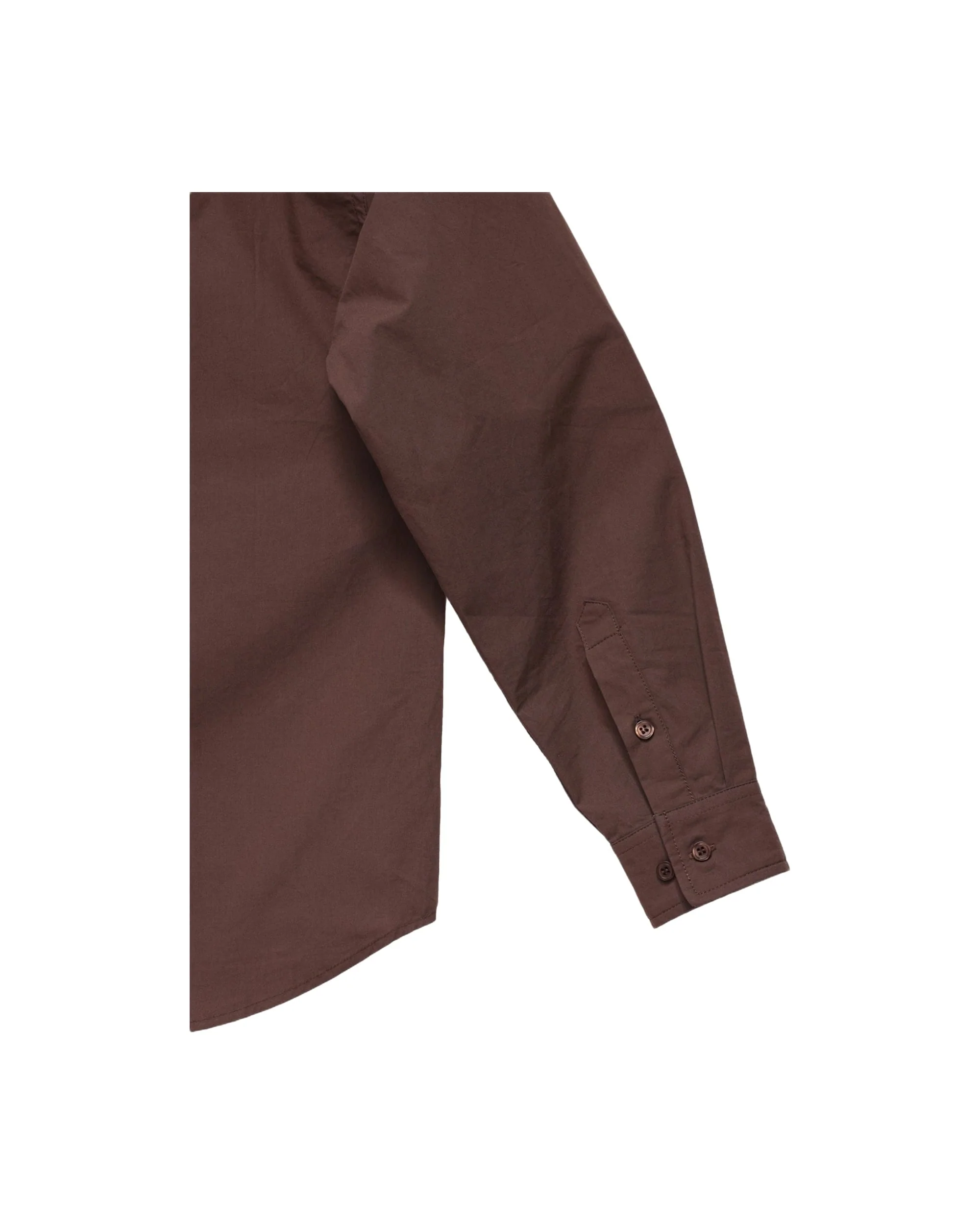 6CRAYON Patchwork Basic Brown Cotton Poplin Embroidered Shirt - Image 2