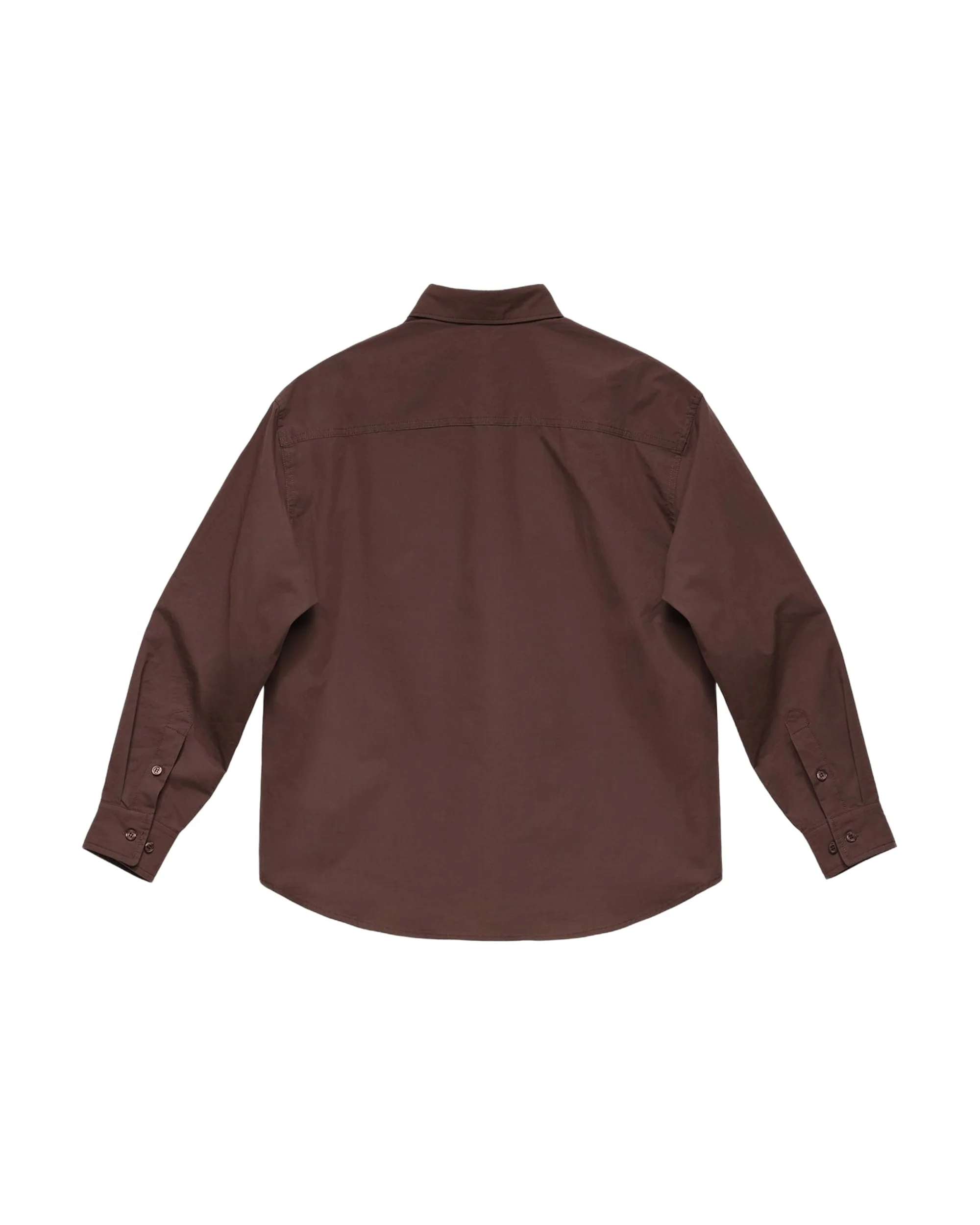 6CRAYON Patchwork Basic Brown Cotton Poplin Embroidered Shirt - Image 8