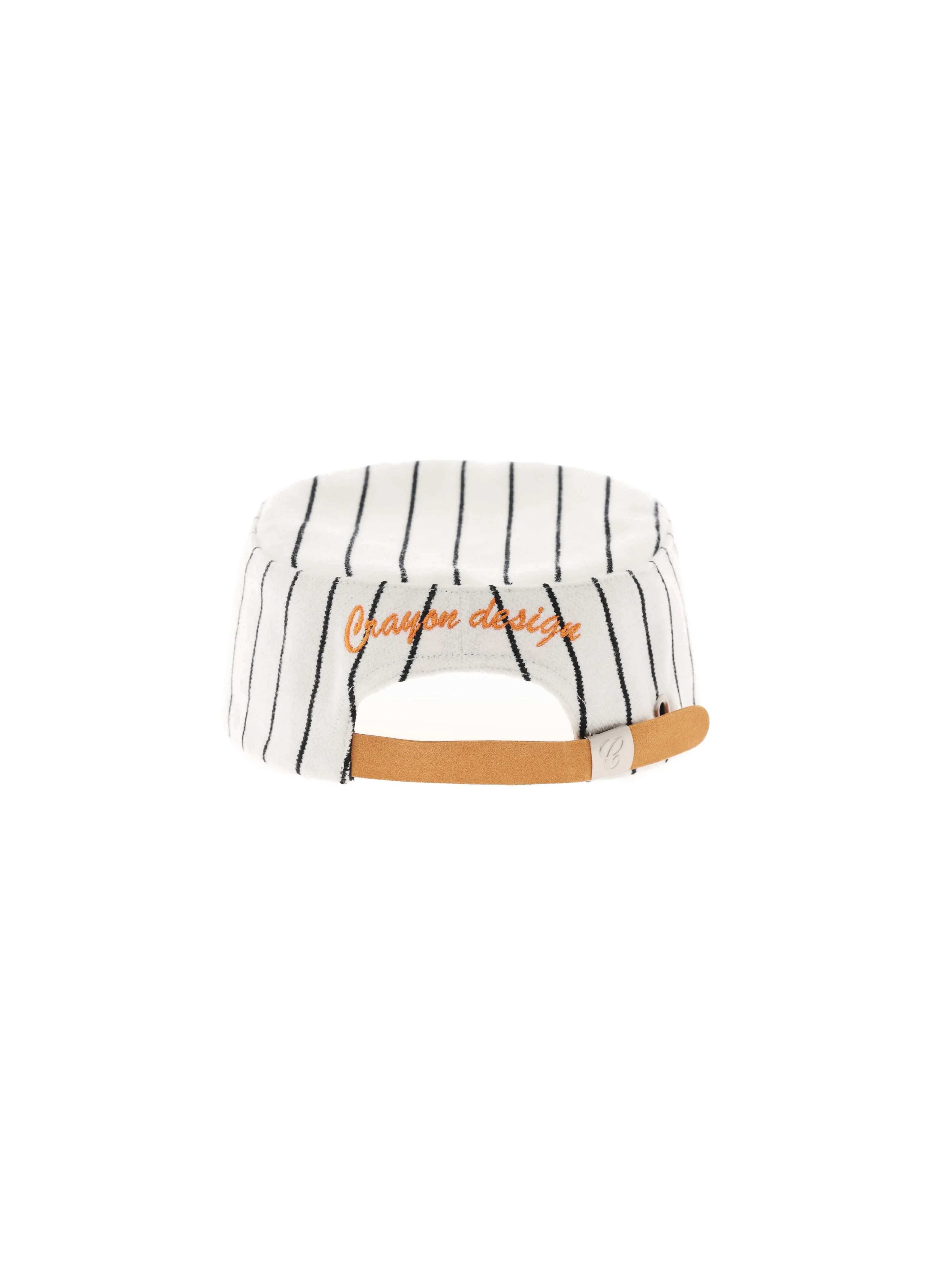 6CRAYON  Retro Flat Top Baseball Cap - Striped Wool Blend with Embroidered Letters - Image 3