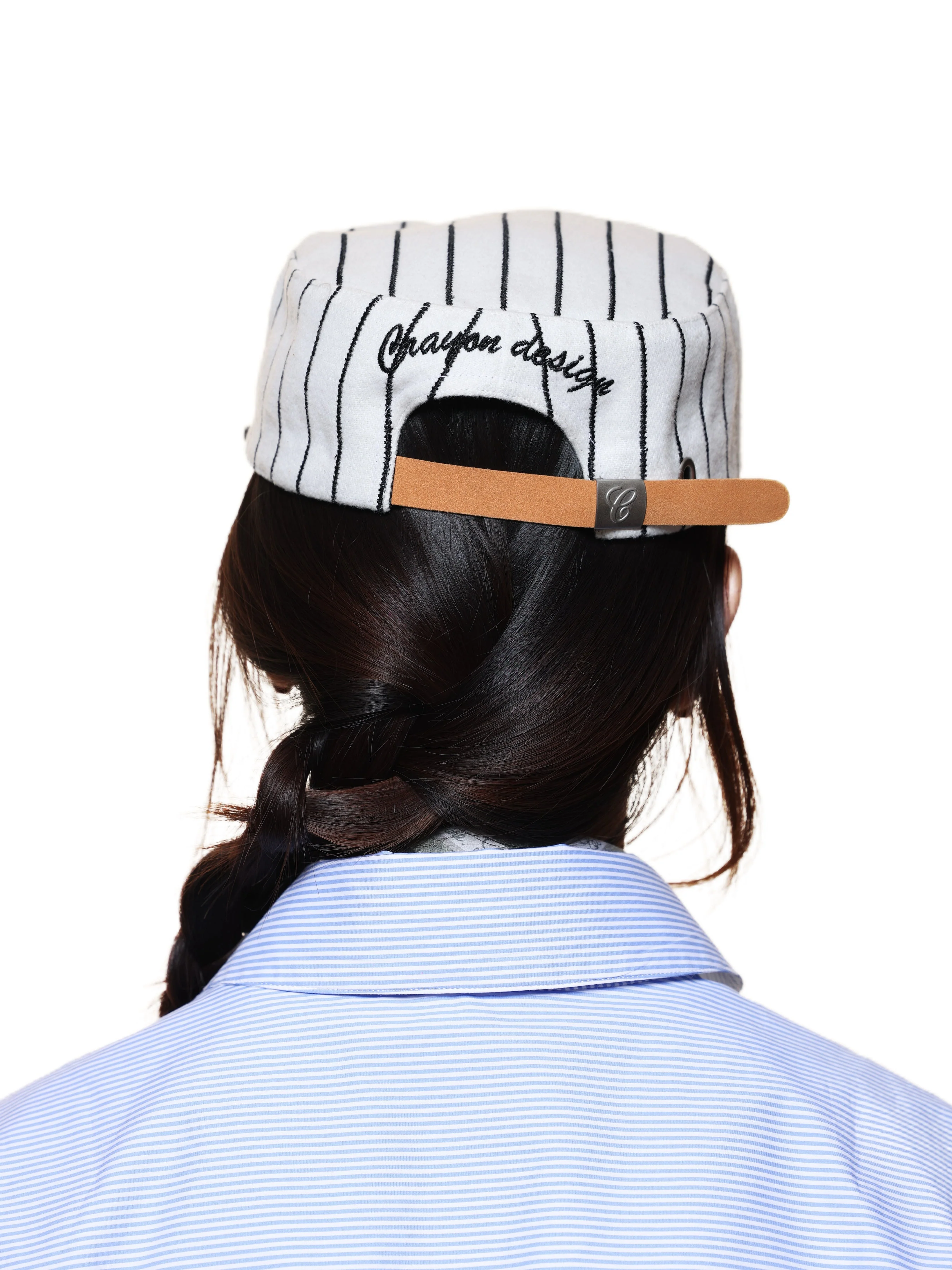 6CRAYON  Retro Flat Top Baseball Cap - Striped Wool Blend with Embroidered Letters - Image 14