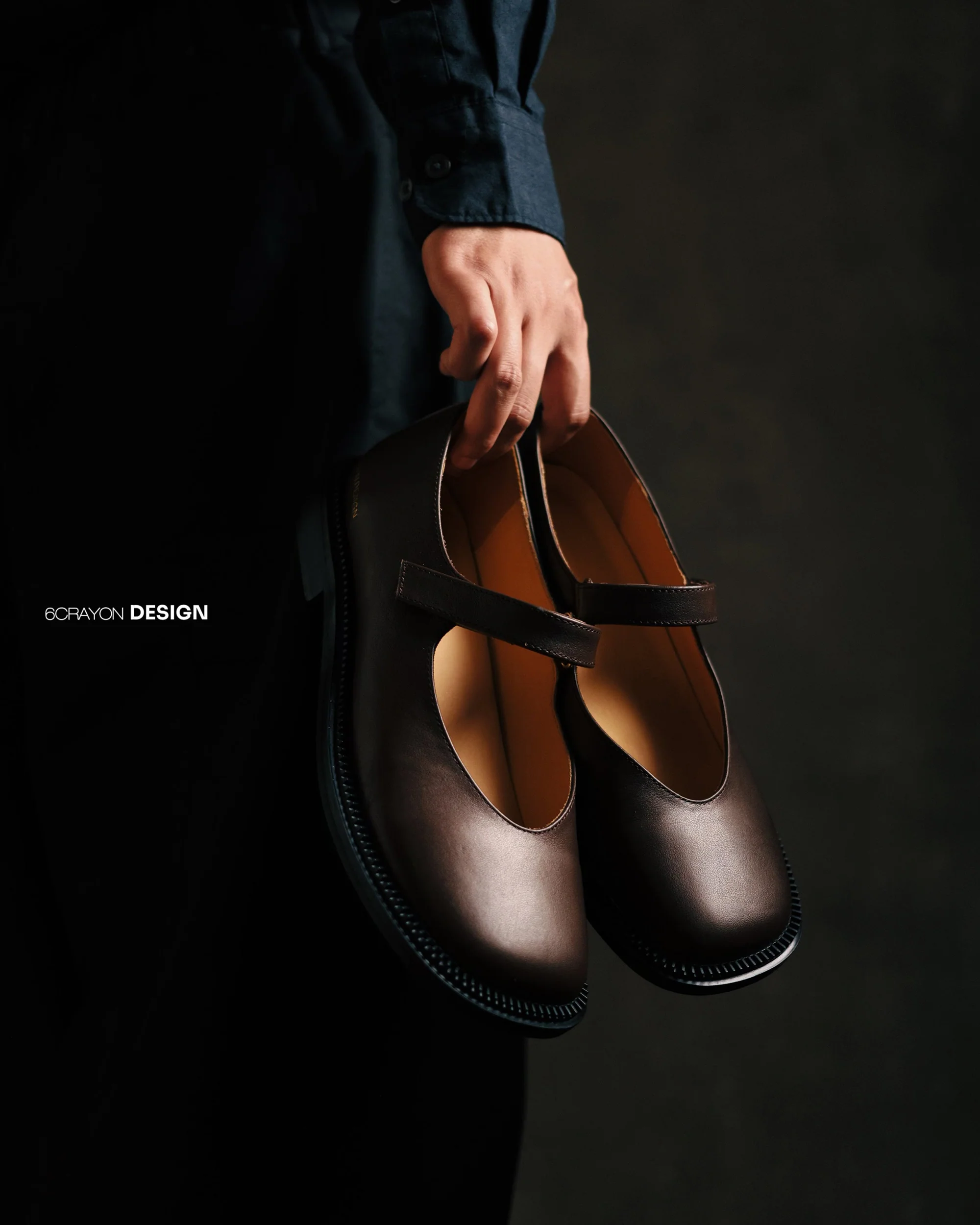6CRAYON Unisex Black Full-Grain Leather Mary Janes - Image 14