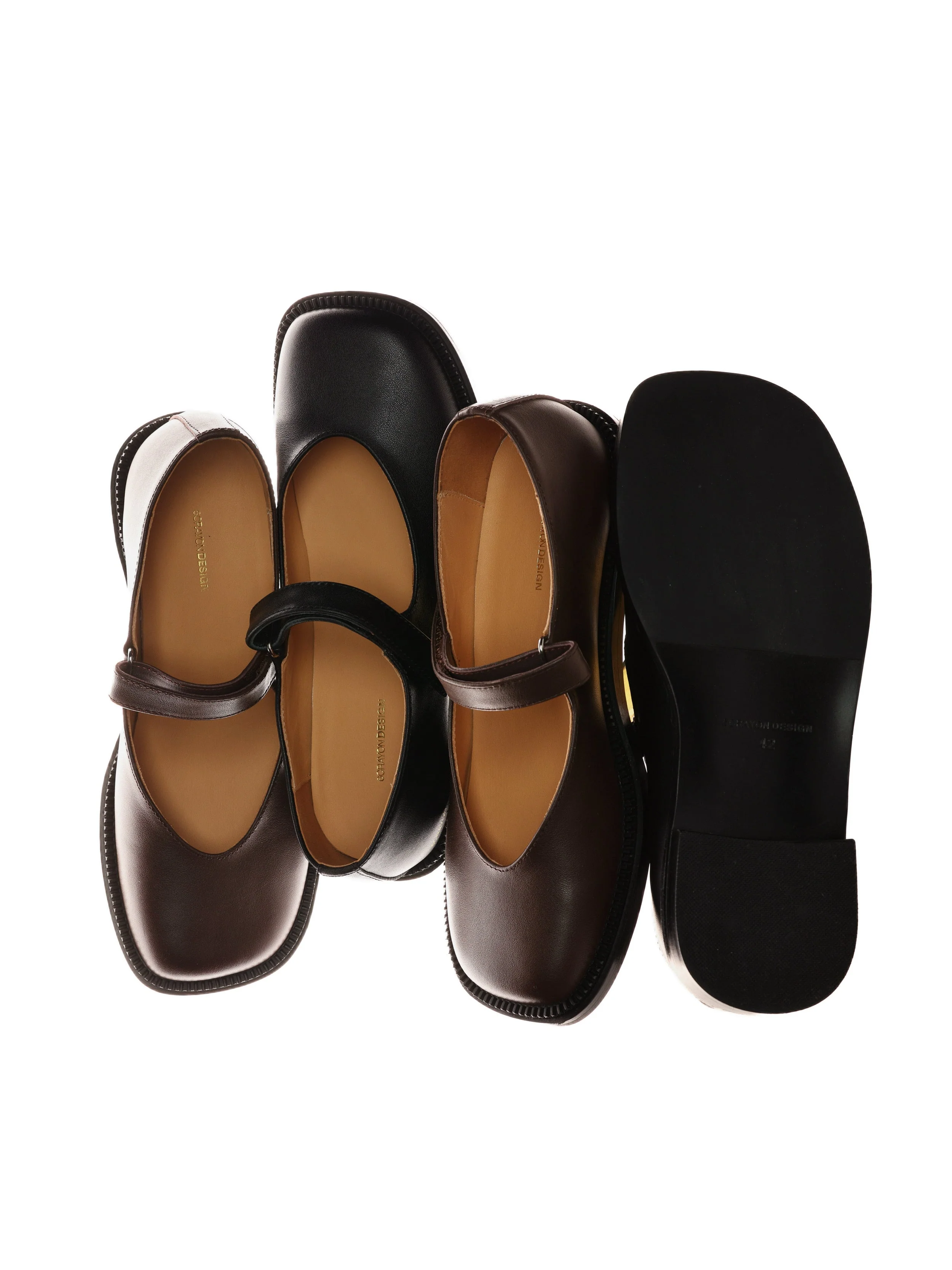 6CRAYON Unisex Brown Full-Grain Leather Mary Janes - Image 18
