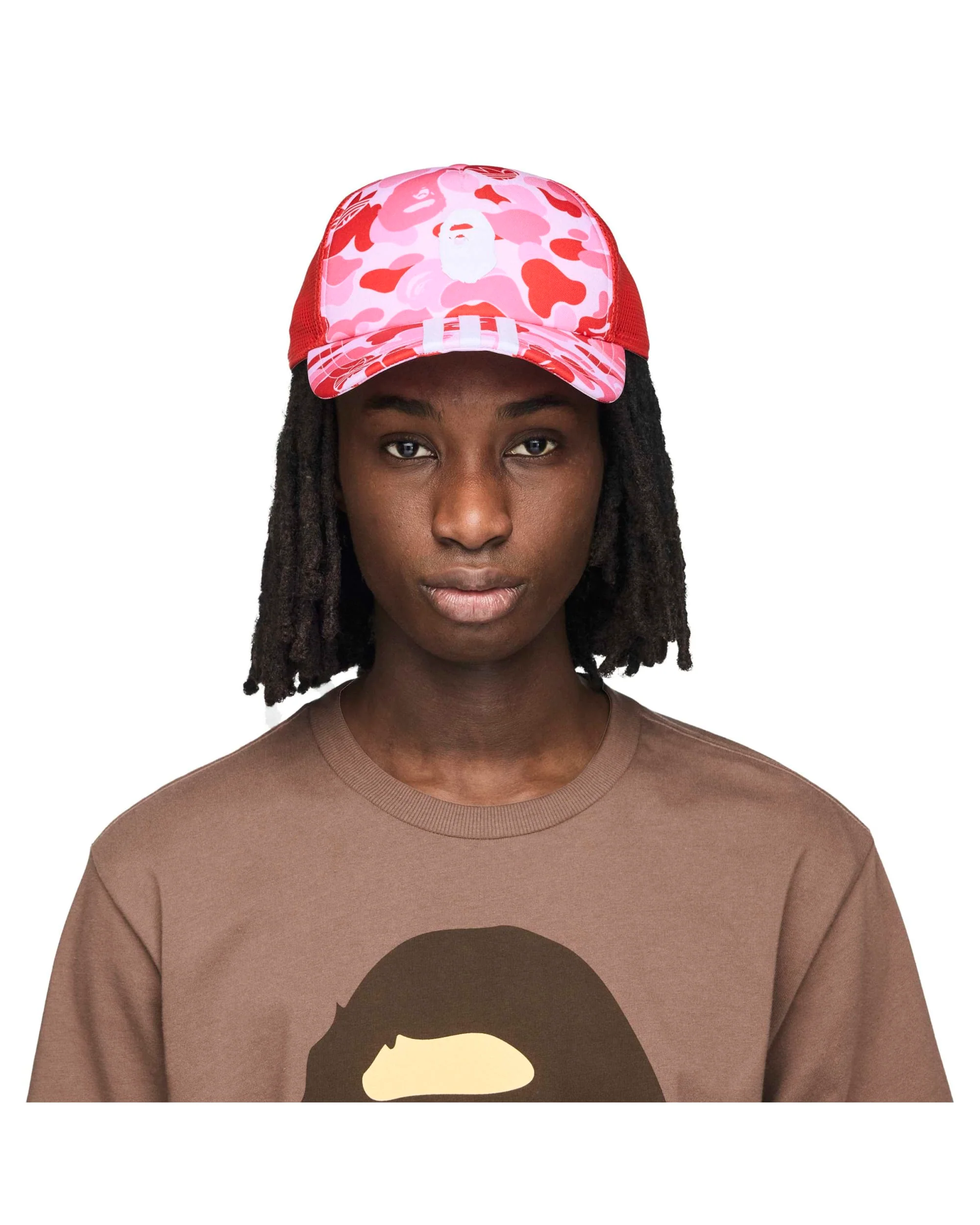 adidas x BAPE Trucker Cap - Pink Camo/Red - Image 4