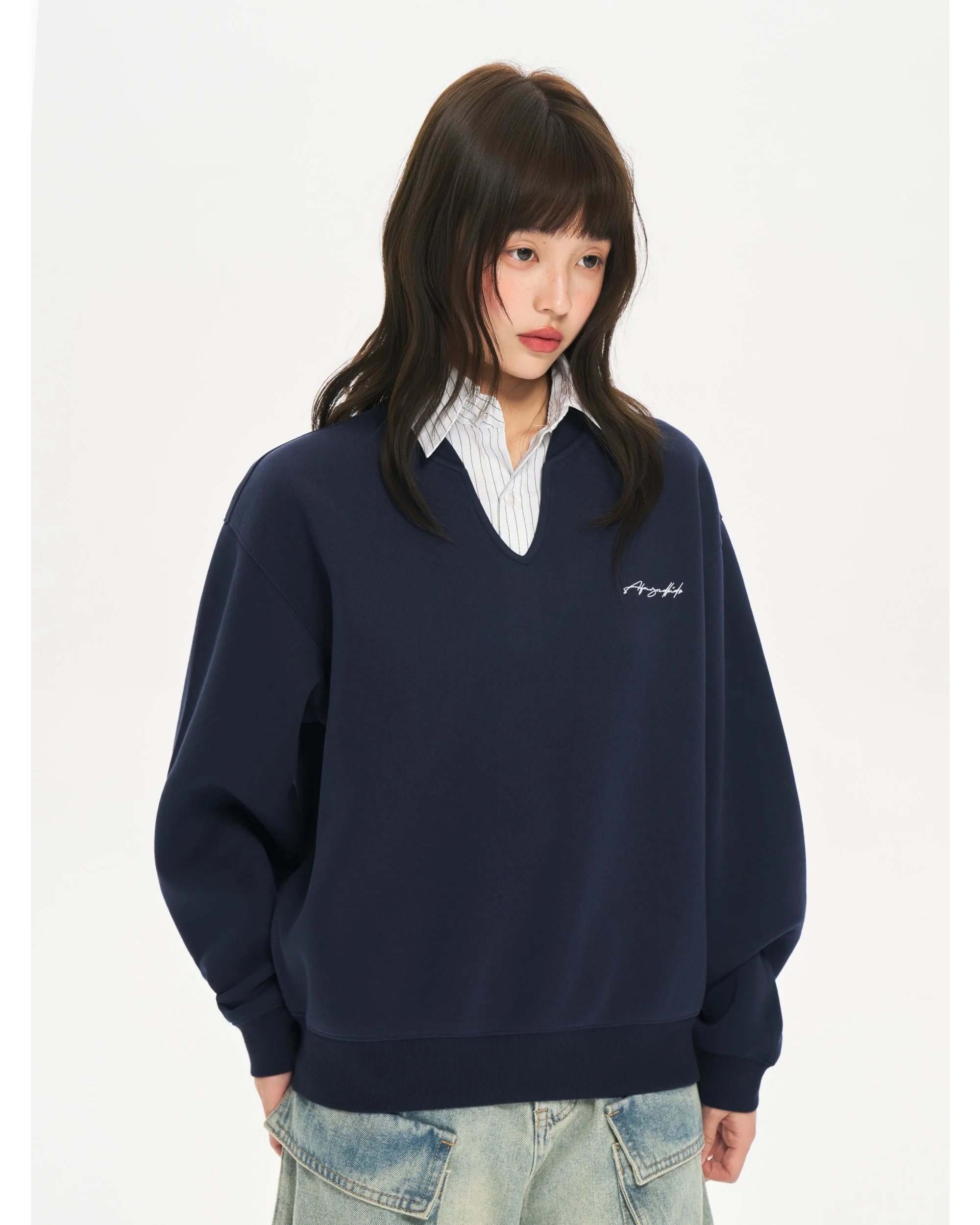 (AFGK) Layered Collar Sweatshirt - Image 4