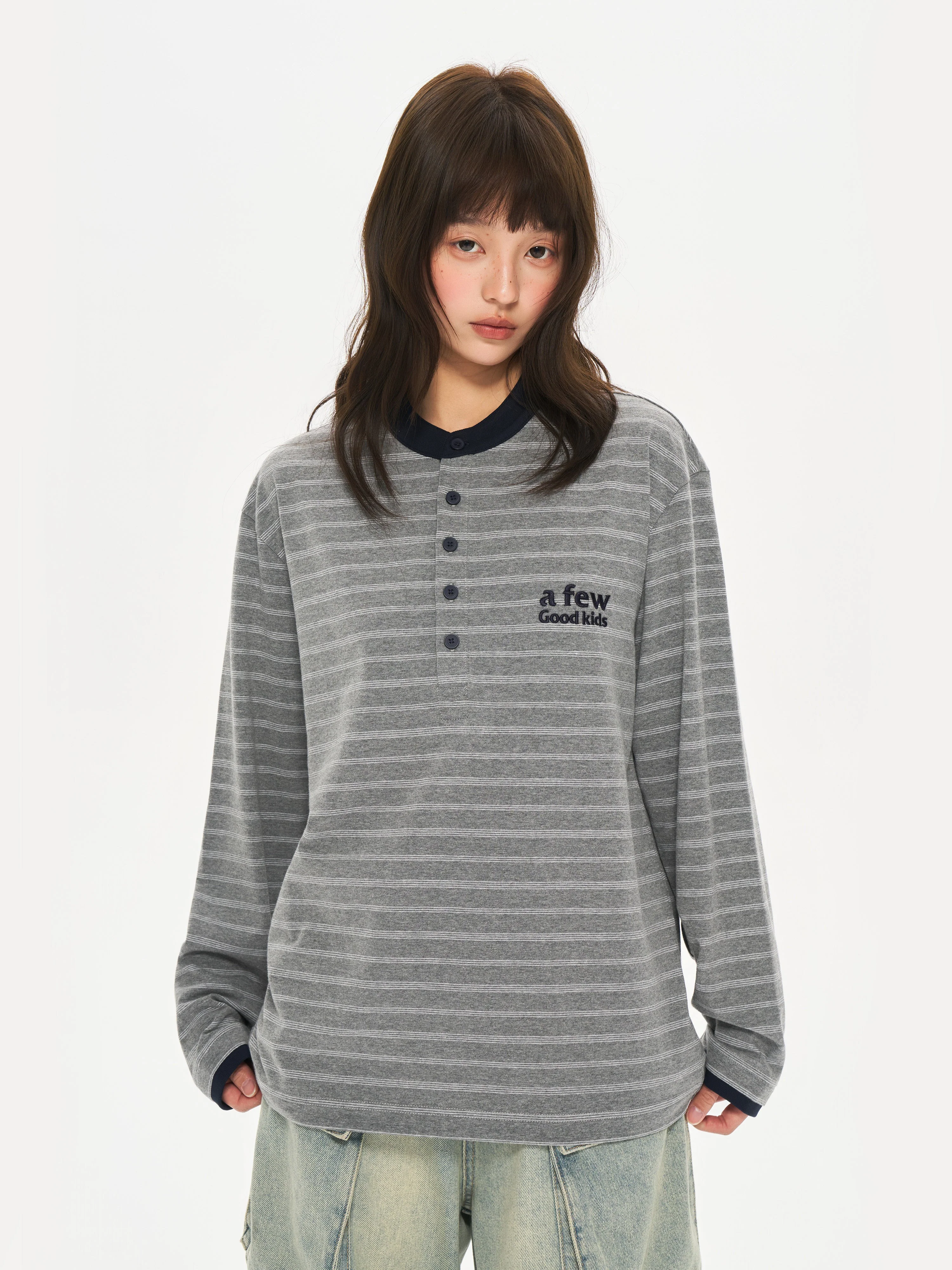 (AFGK) Striped Henley Shirt - Image 15