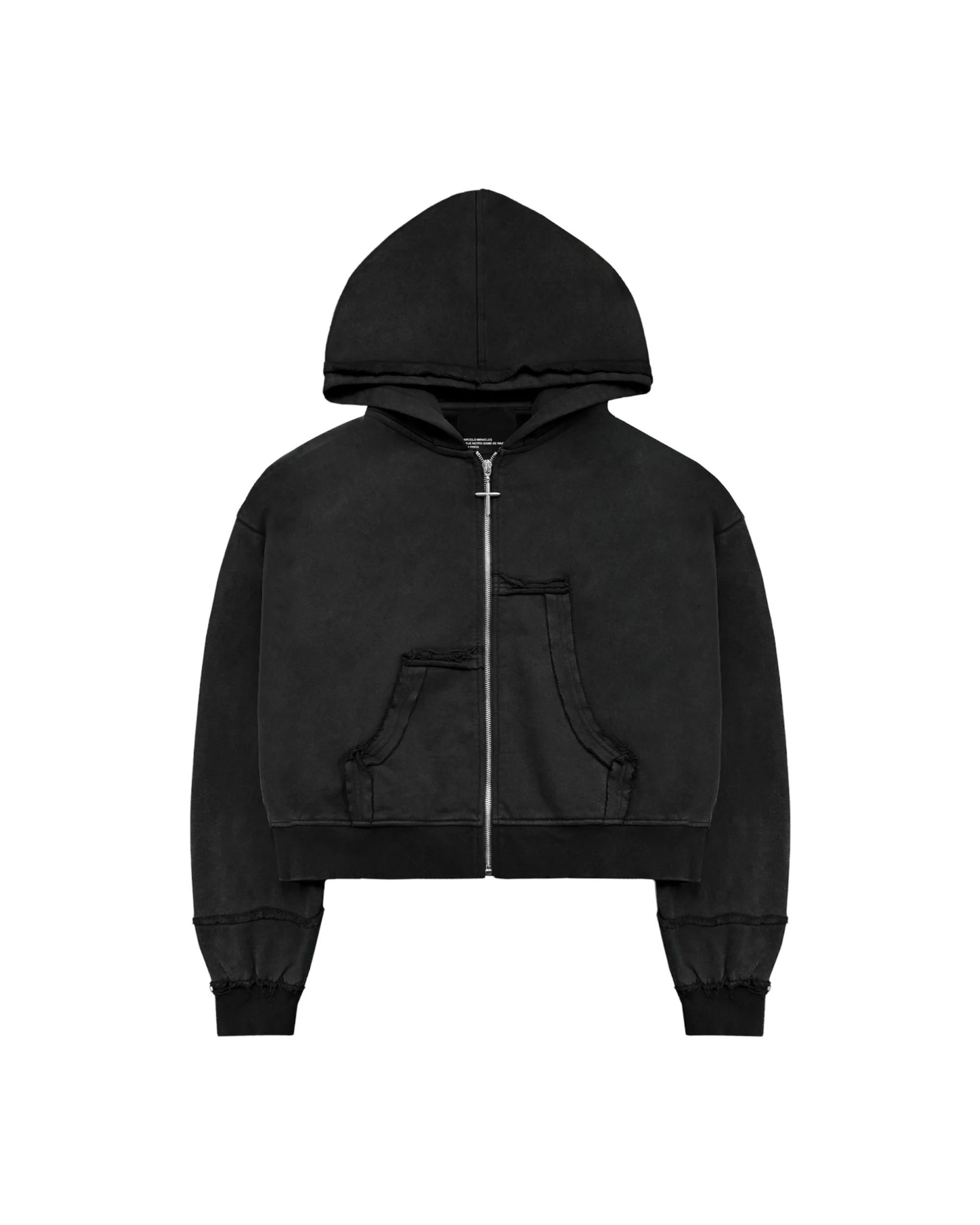 ASYMMETRIC ZIP-HOODIE in WASHED BLACK