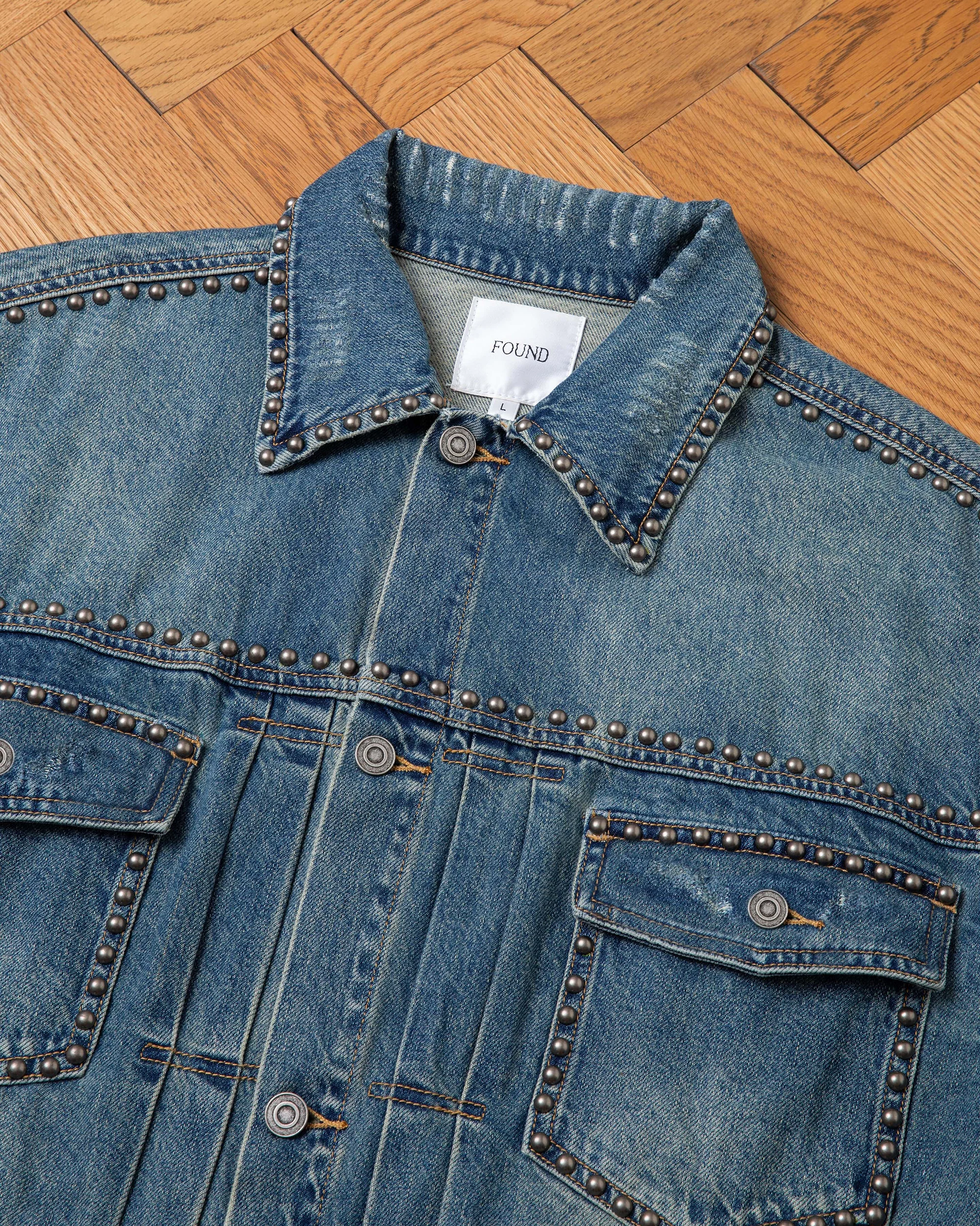 Azar Studded Denim Trucker Jacket - Image 9