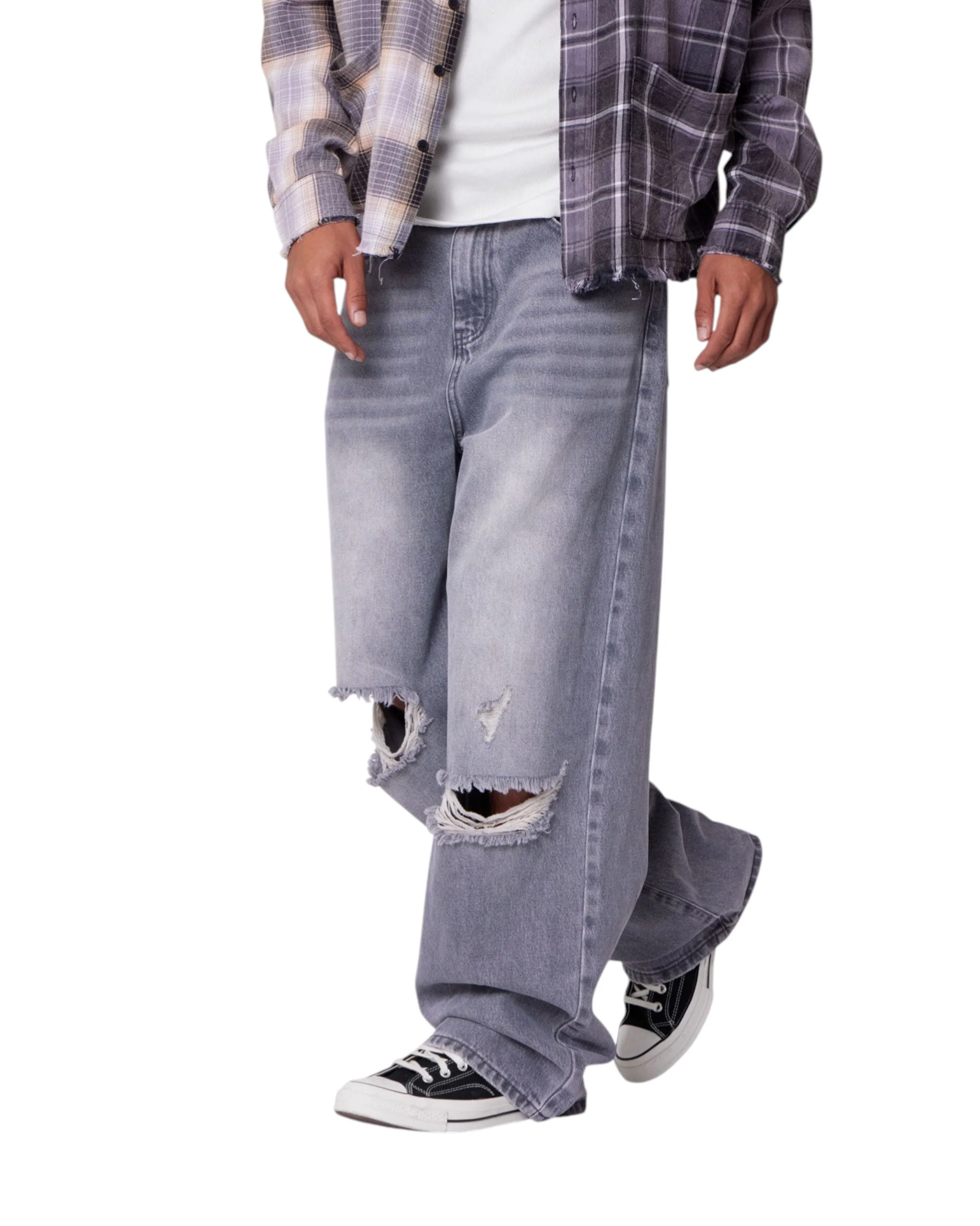 Baggy Blowout Denim - Washed Grey - Image 3