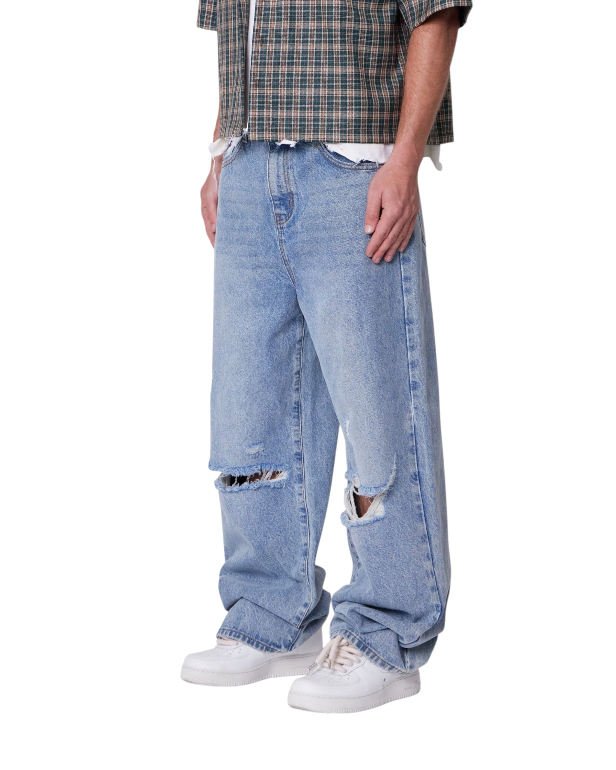 Baggy Blowout Denim - Washed Vintage Blue - Image 3