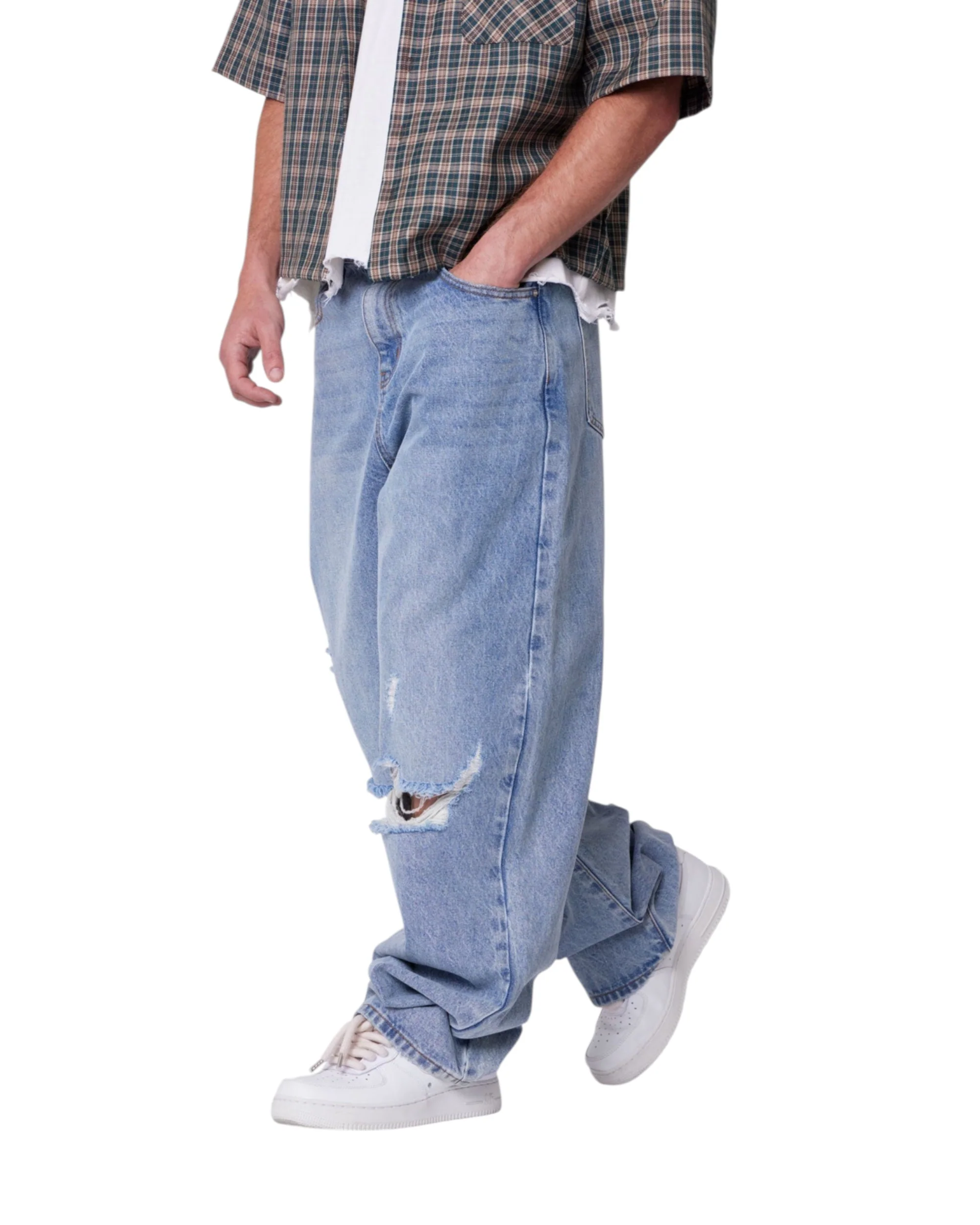 Baggy Blowout Denim - Washed Vintage Blue - Image 4