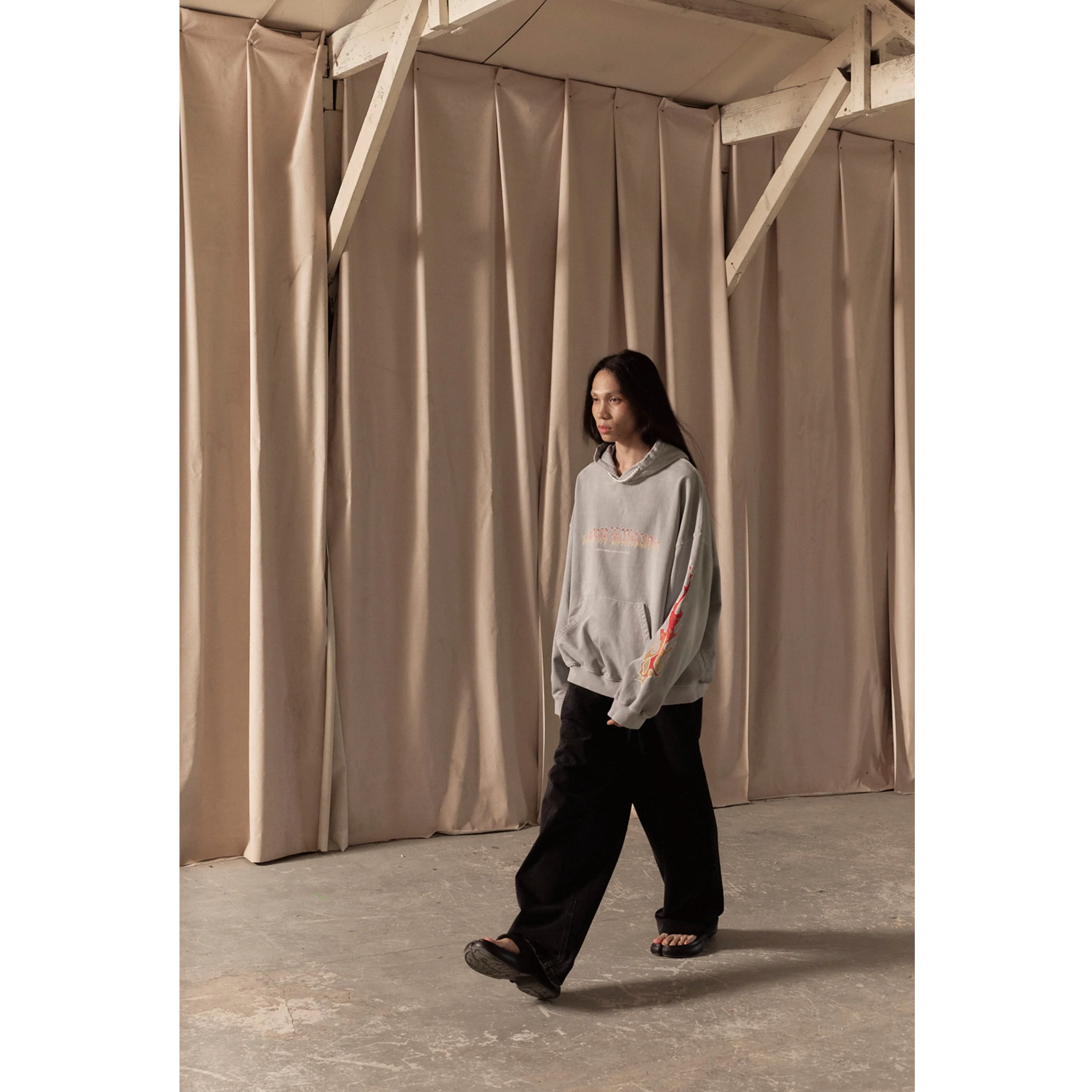 BAGGY DENIM PANTS / BLACK - Image 38