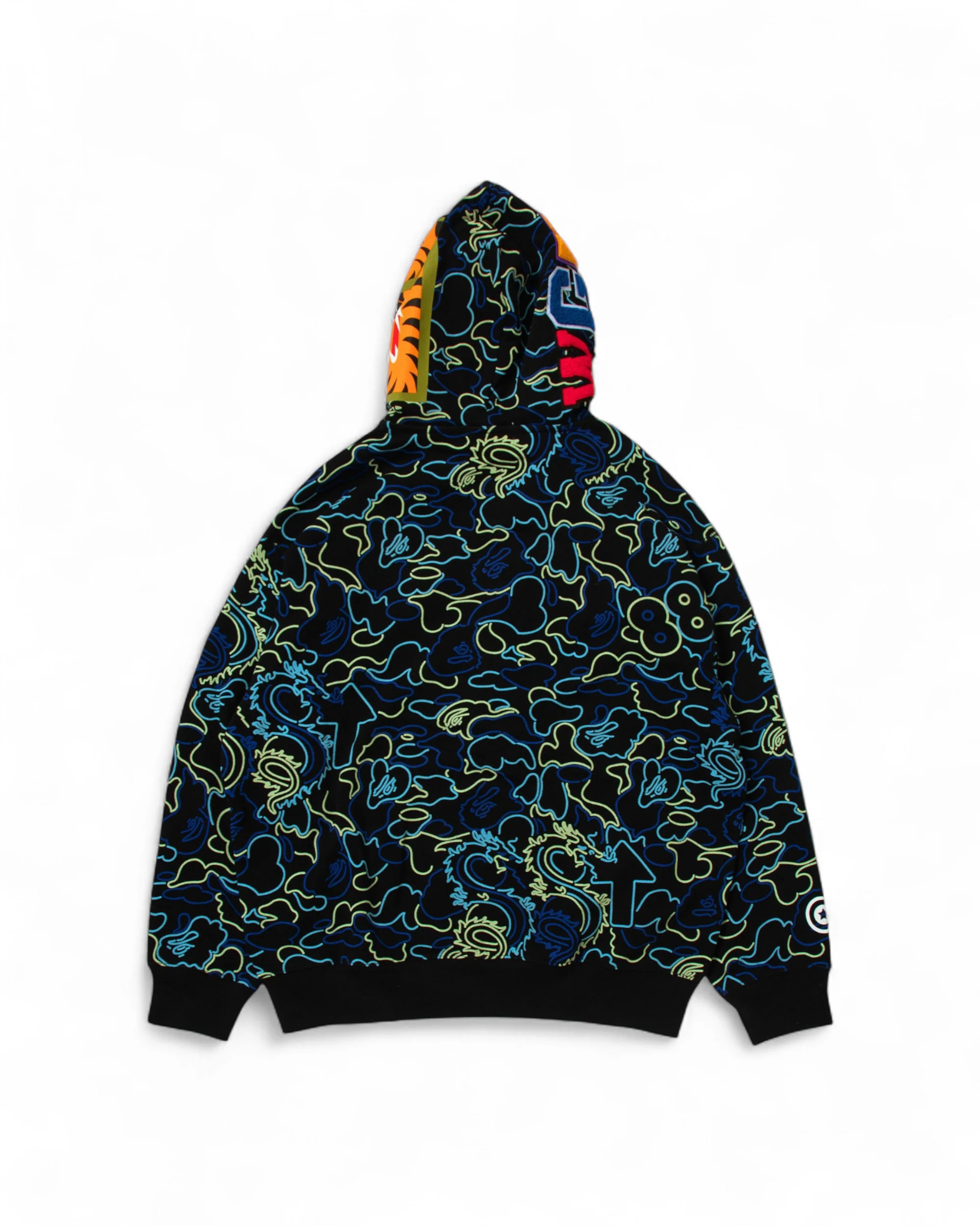 BAPE X 88RISING GLOW IN THE DARK CAMO SHARK FULL ZIP HOODIE - BLUE - Image 2