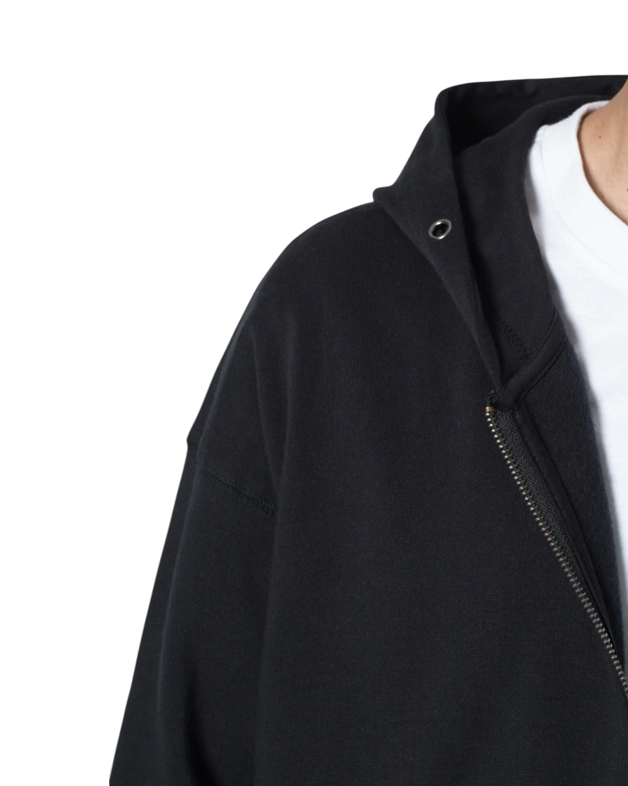 Basic Zip Up Hoodie - Black - Image 8