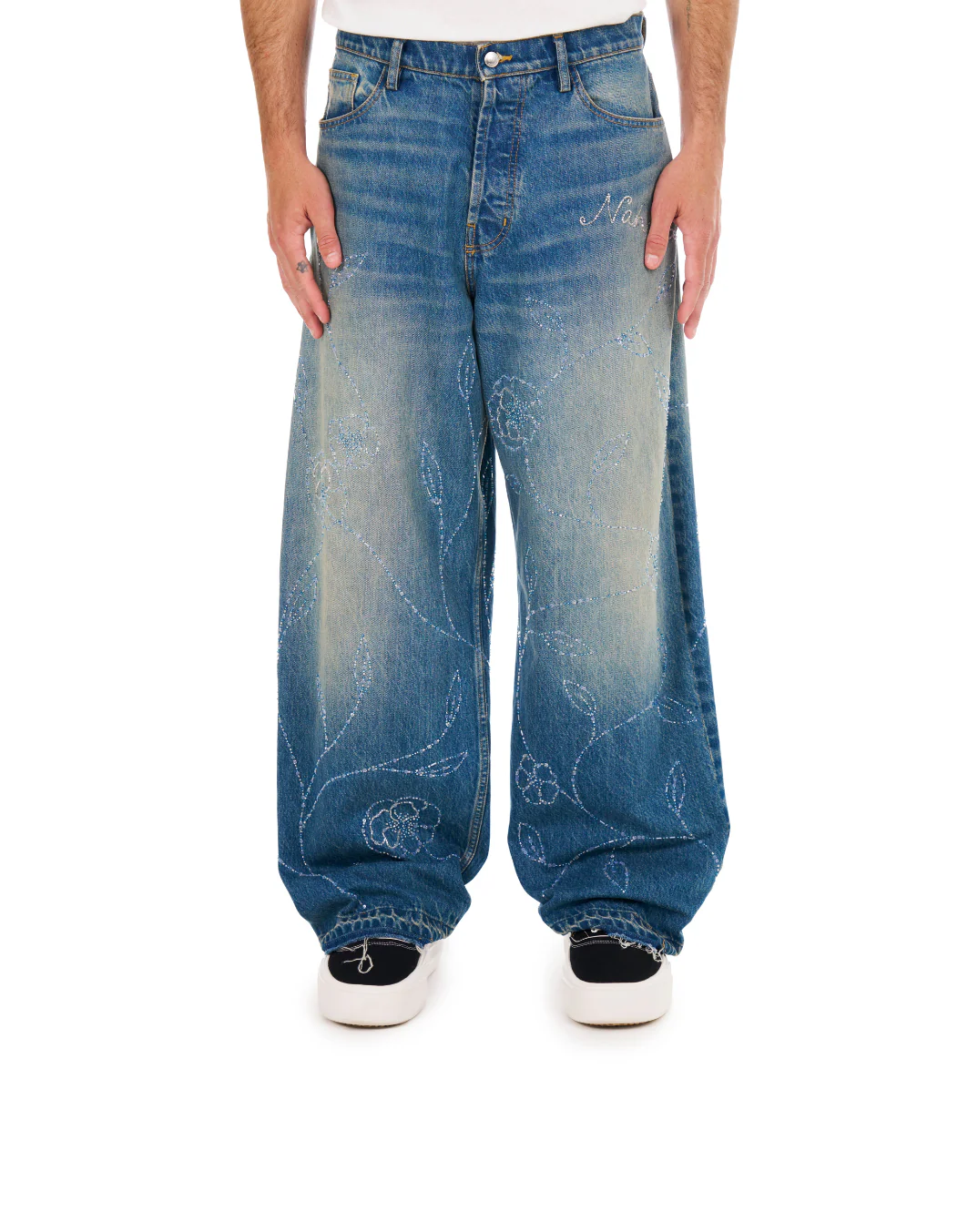 Beaded Wide Jeans