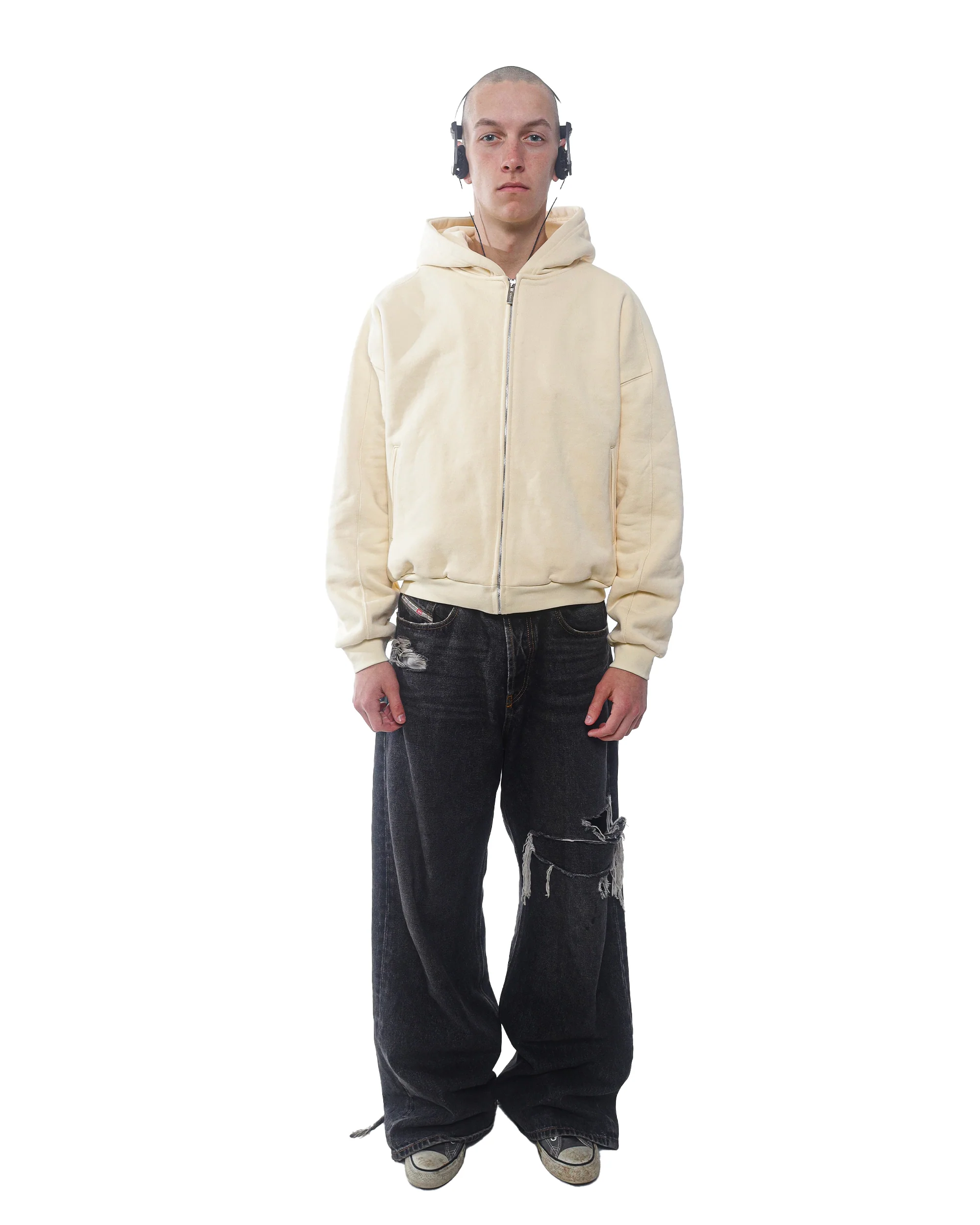 beige zip up hoodie - Image 2