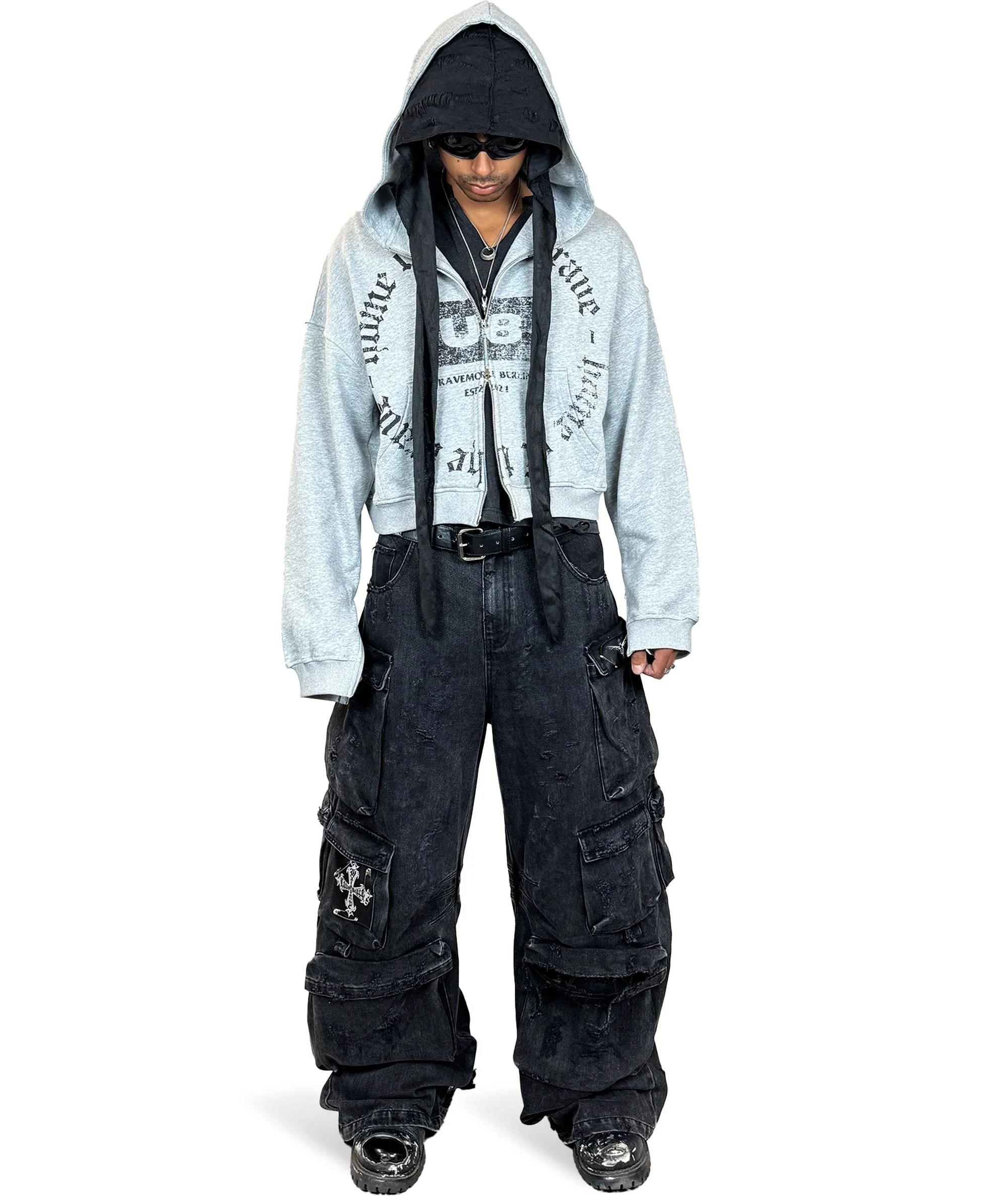 BLACK CARGO BIKER PANTS | UNISEX - Image 15
