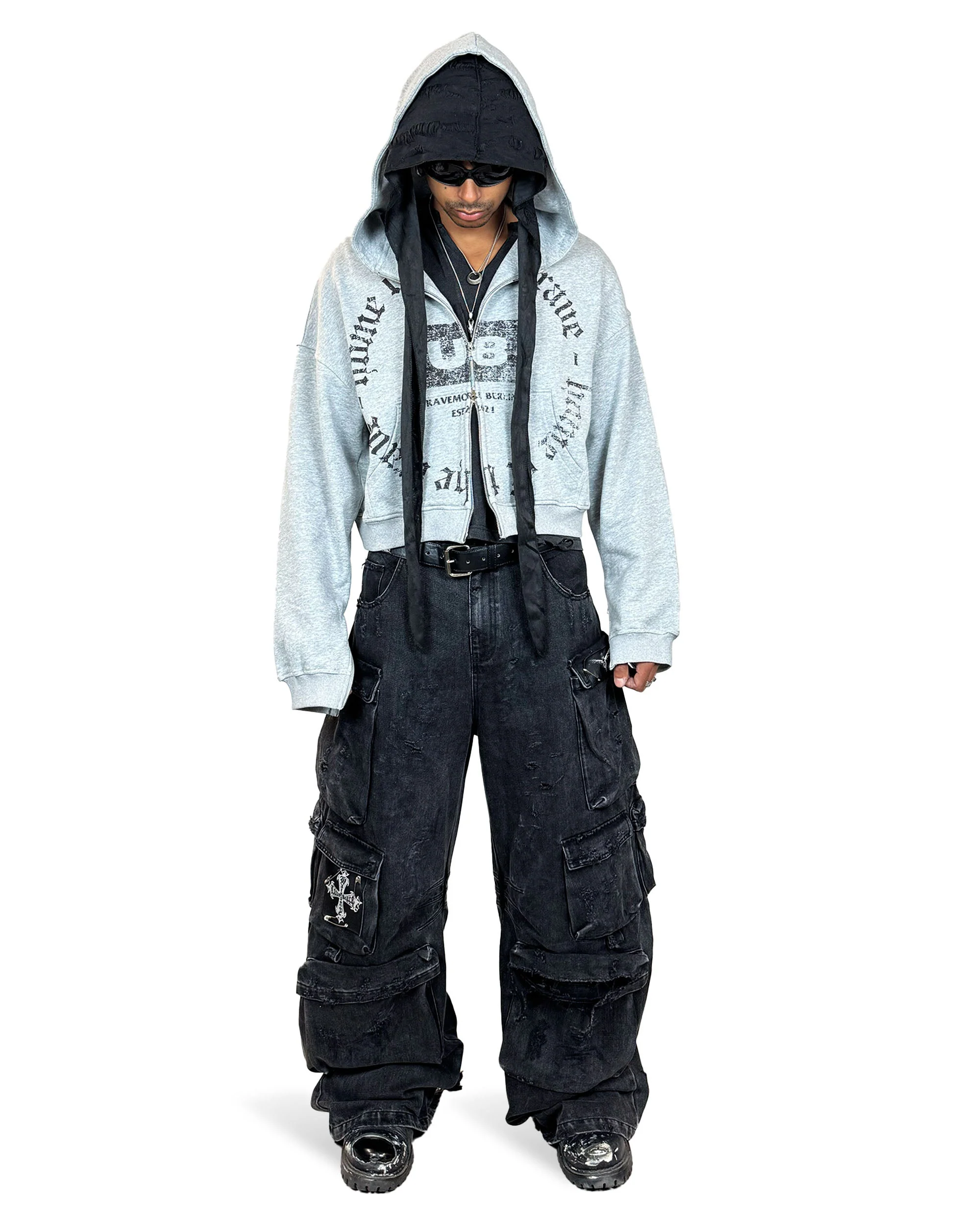 BLACK CARGO BIKER PANTS | UNISEX - Image 3
