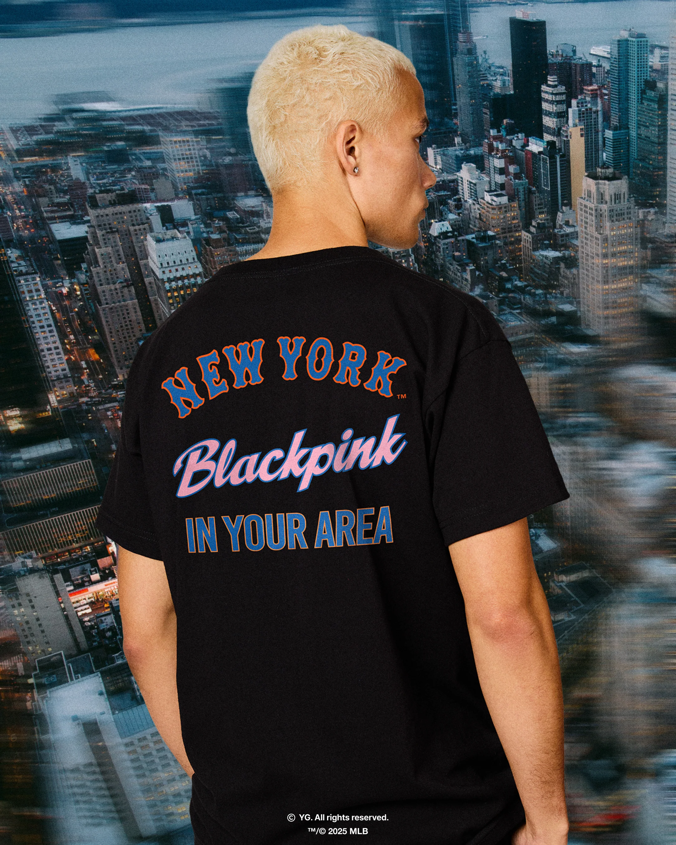 M&N X BLACKPINK METS TEE - BLACK - Image 4