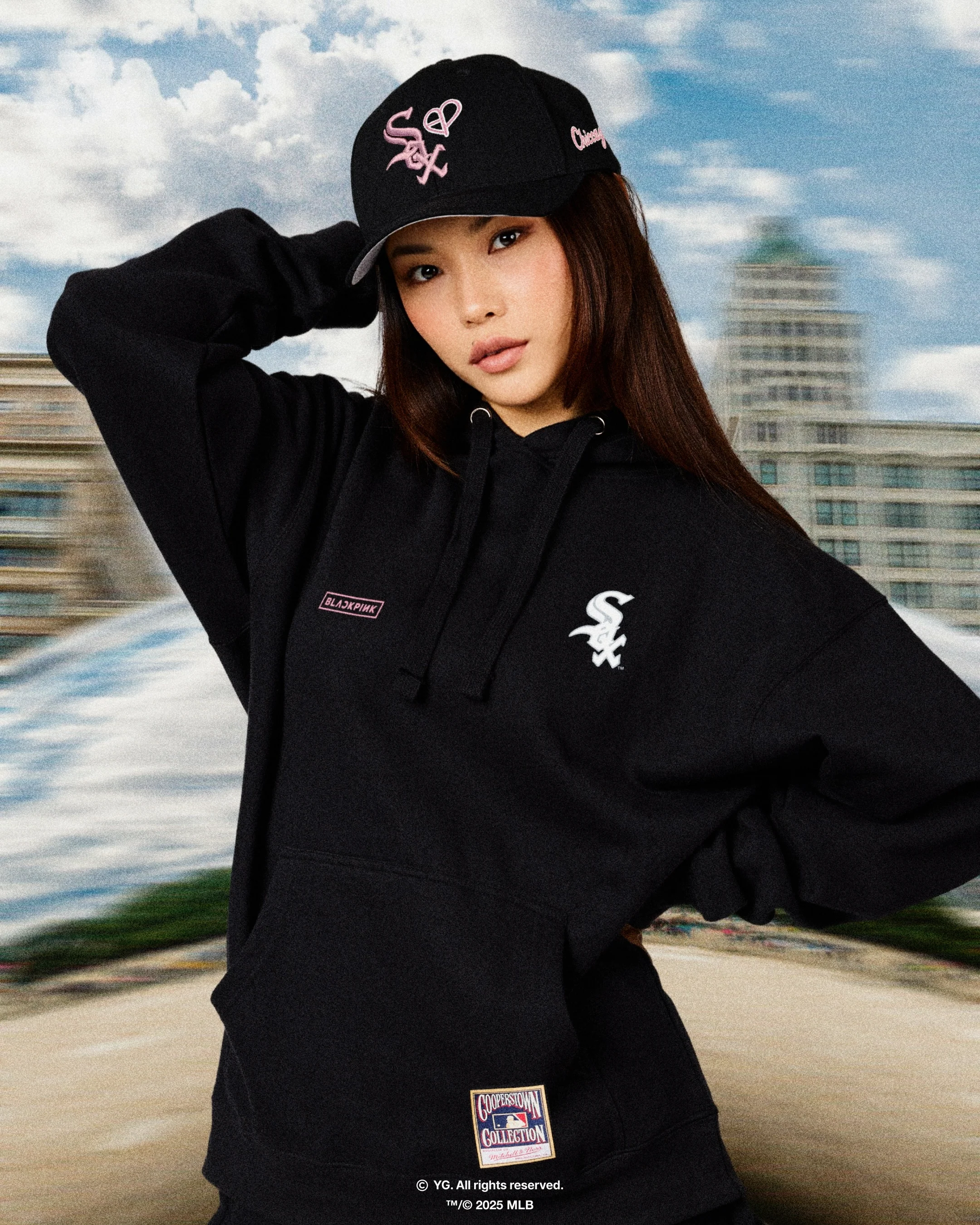 M&N X BLACKPINK WHITE SOX HOODIE - BLACK - Image 3