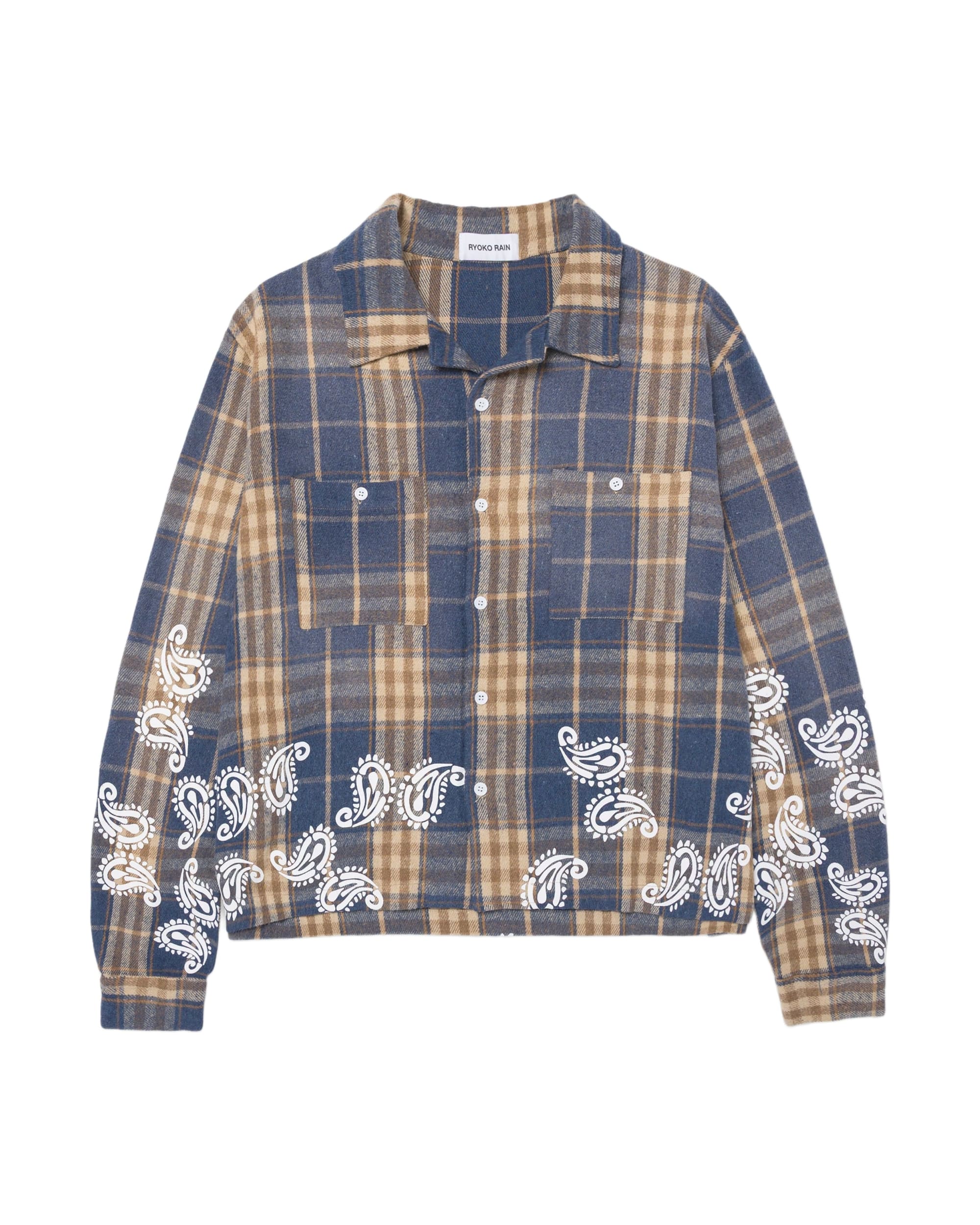 BLUE PLAID PAISLEY FLANNEL