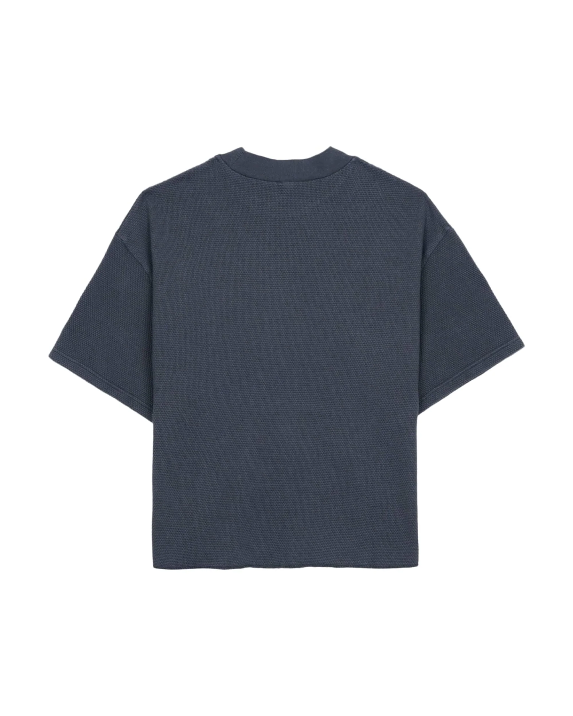 Boxy Thermal Mock Neck T-Shirt - Slate - Image 3