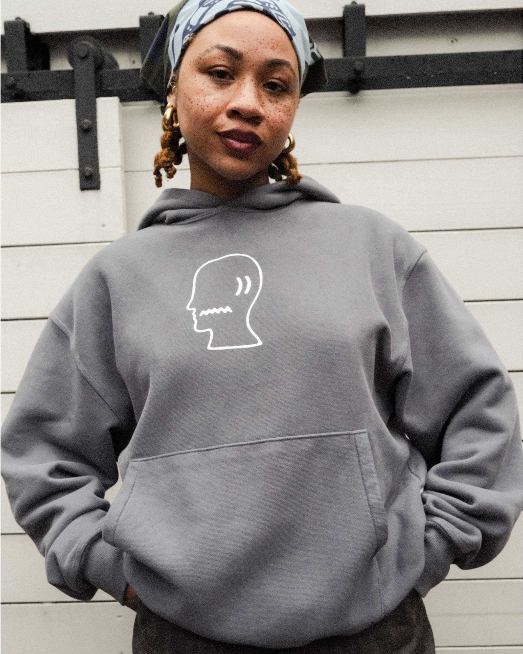 Brain Dead Logohead Hoodie - Slate - Image 4