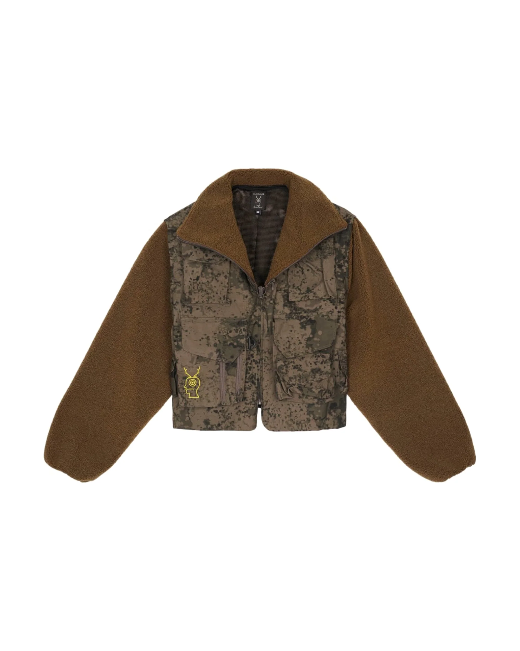 Brain Dead x South2 West8 Fleece Sleeve Tenkara Short Jacket - Grey