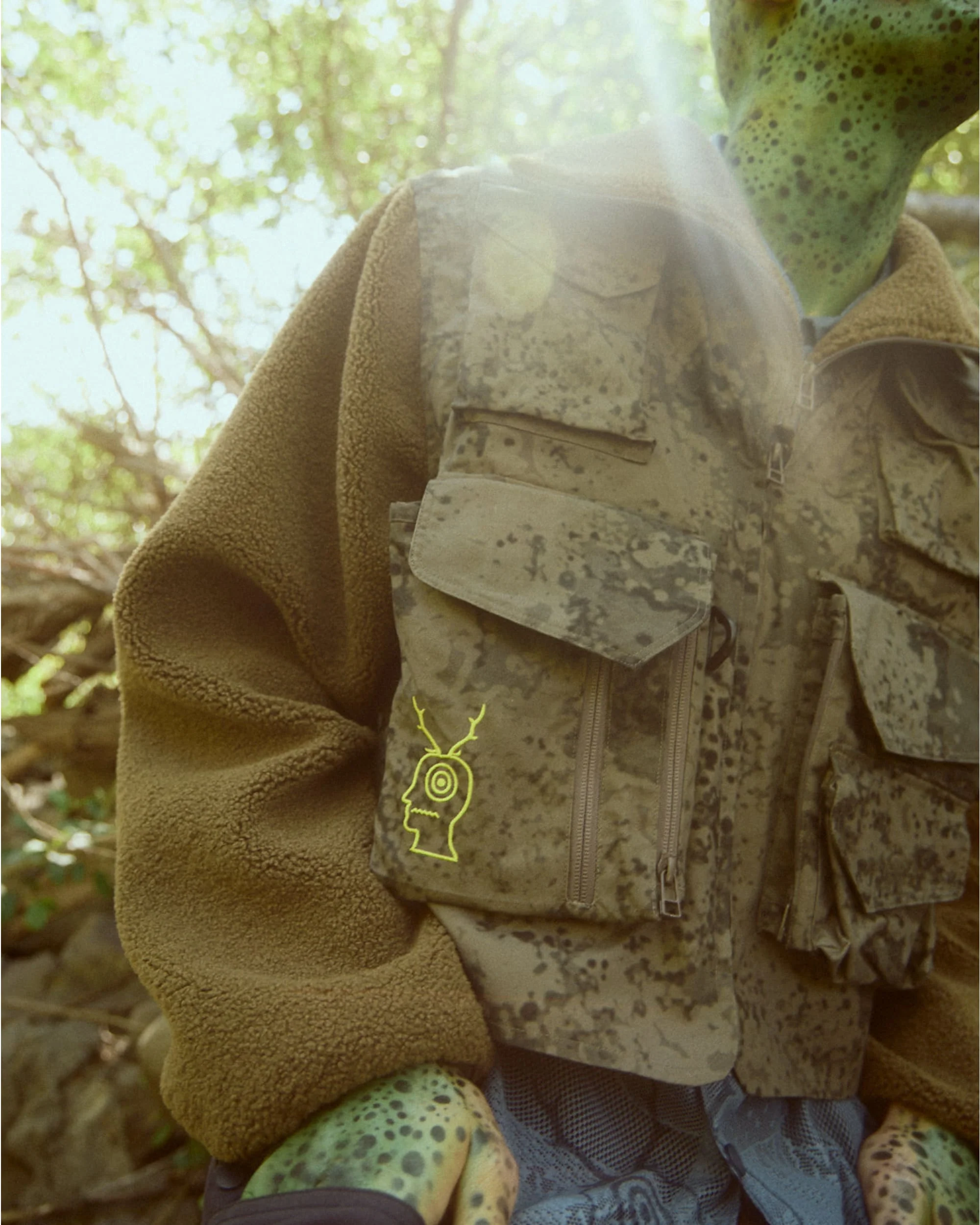 Brain Dead x South2 West8 Fleece Sleeve Tenkara Short Jacket - Grey - Image 5