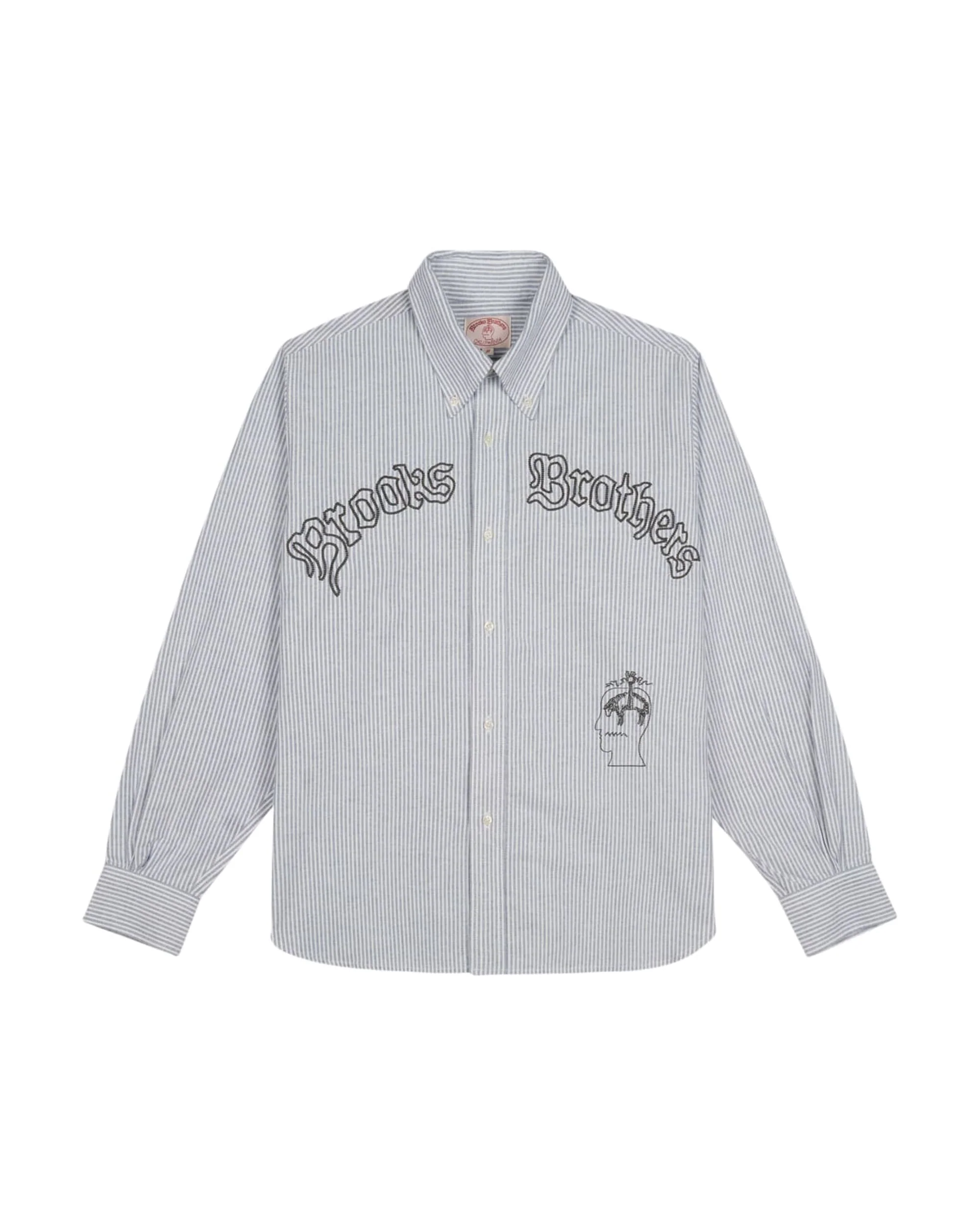 Brooks Brothers California Embroidered Striped Oxford Button Up Shirt - Blue