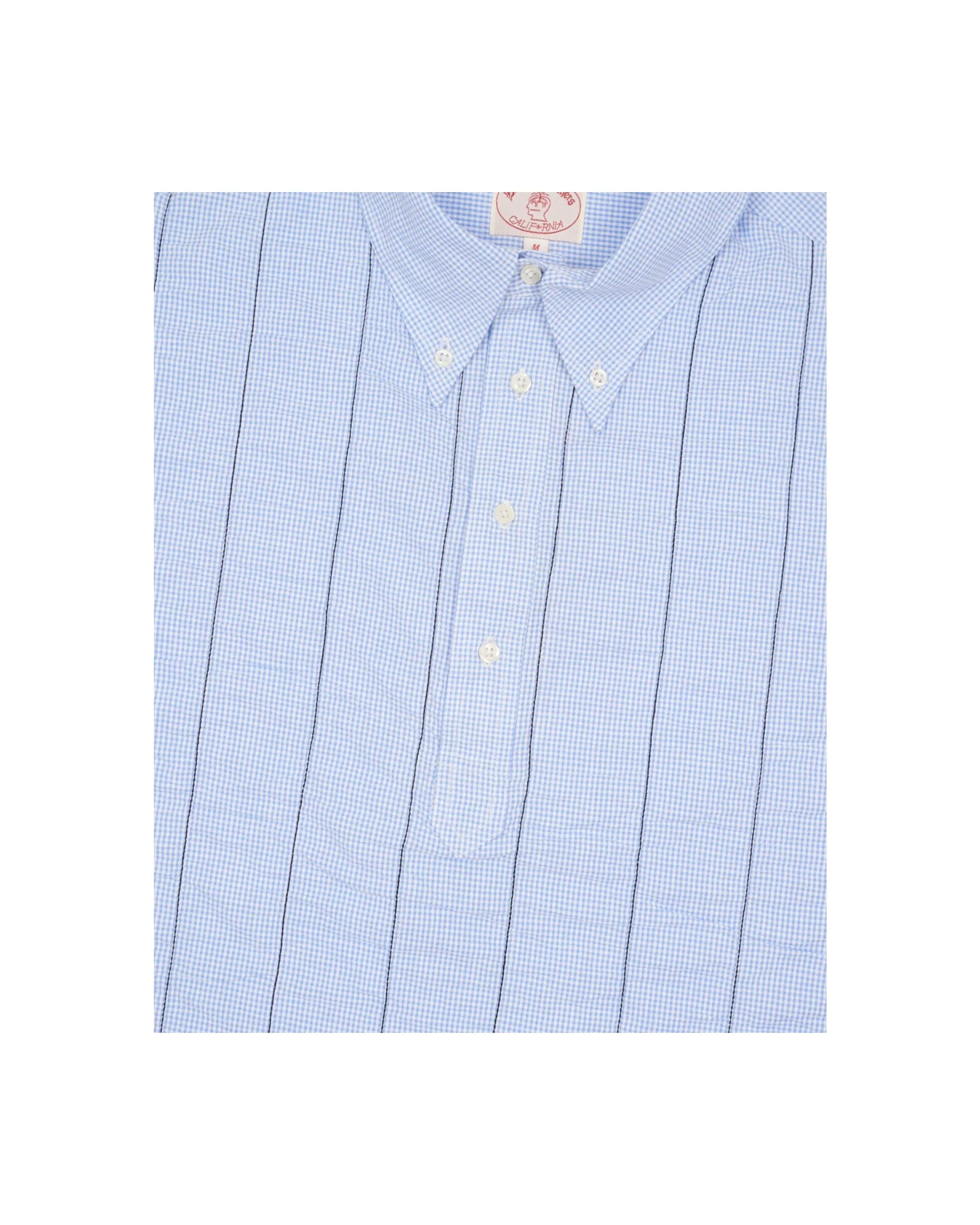 Brooks Brothers California Puckered Short Sleeve Pullover Shirt - Light Blue - Image 3