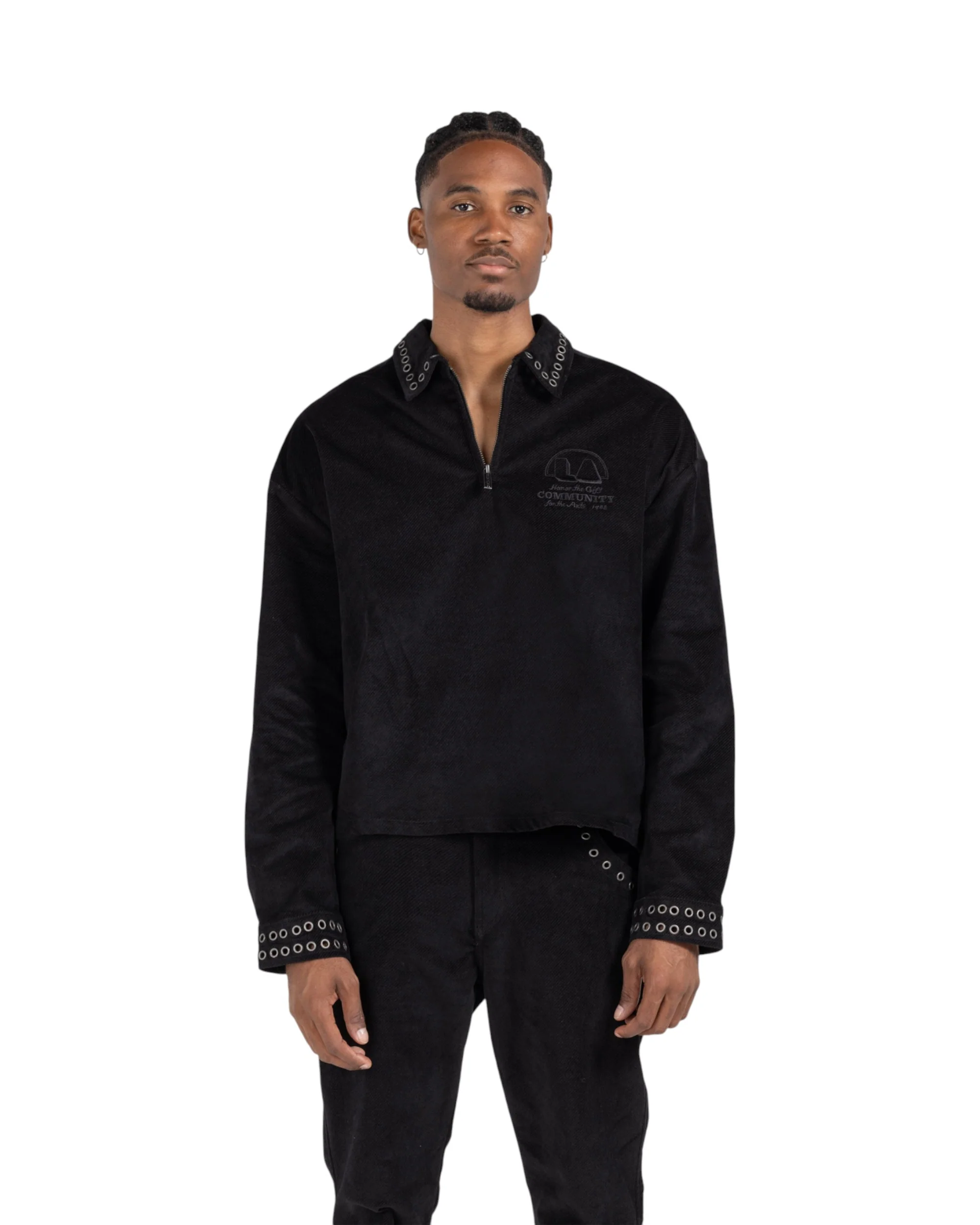 Brushed 1/4 Zip - Black - Image 2