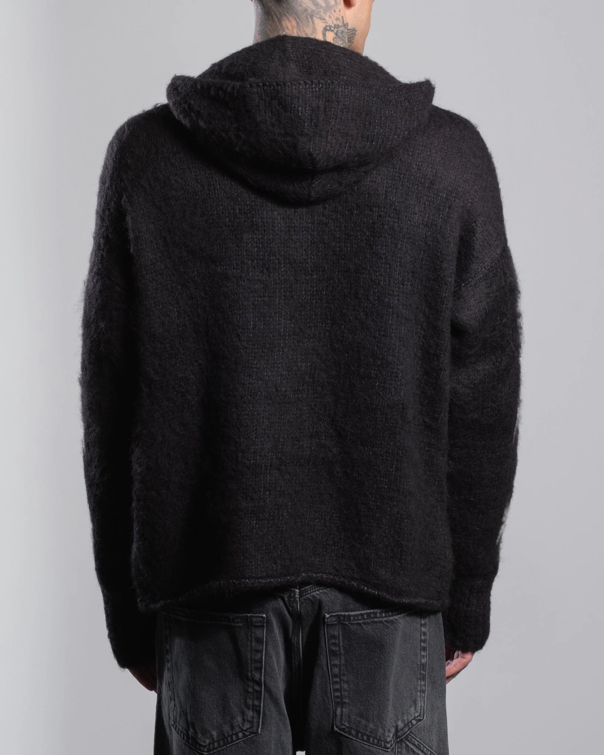 BRUSHED CROSS ZIP KNIT HOODIE - Image 3