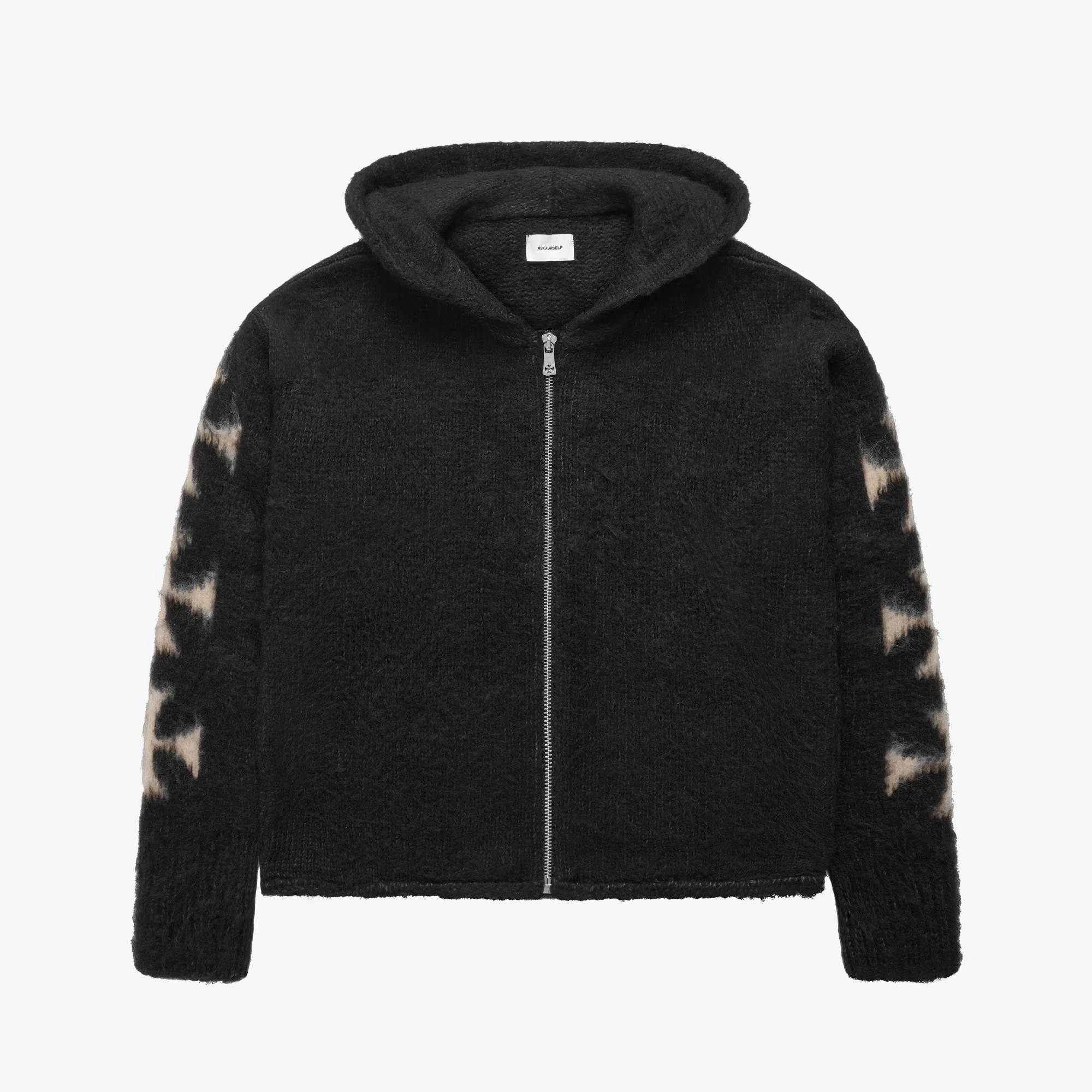 BRUSHED CROSS ZIP KNIT HOODIE - Image 6