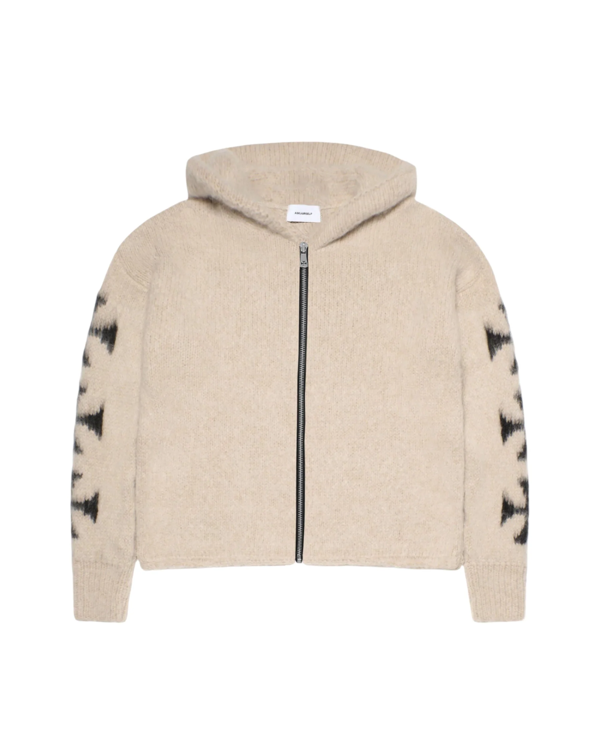 BRUSHED CROSS ZIP KNIT HOODIE