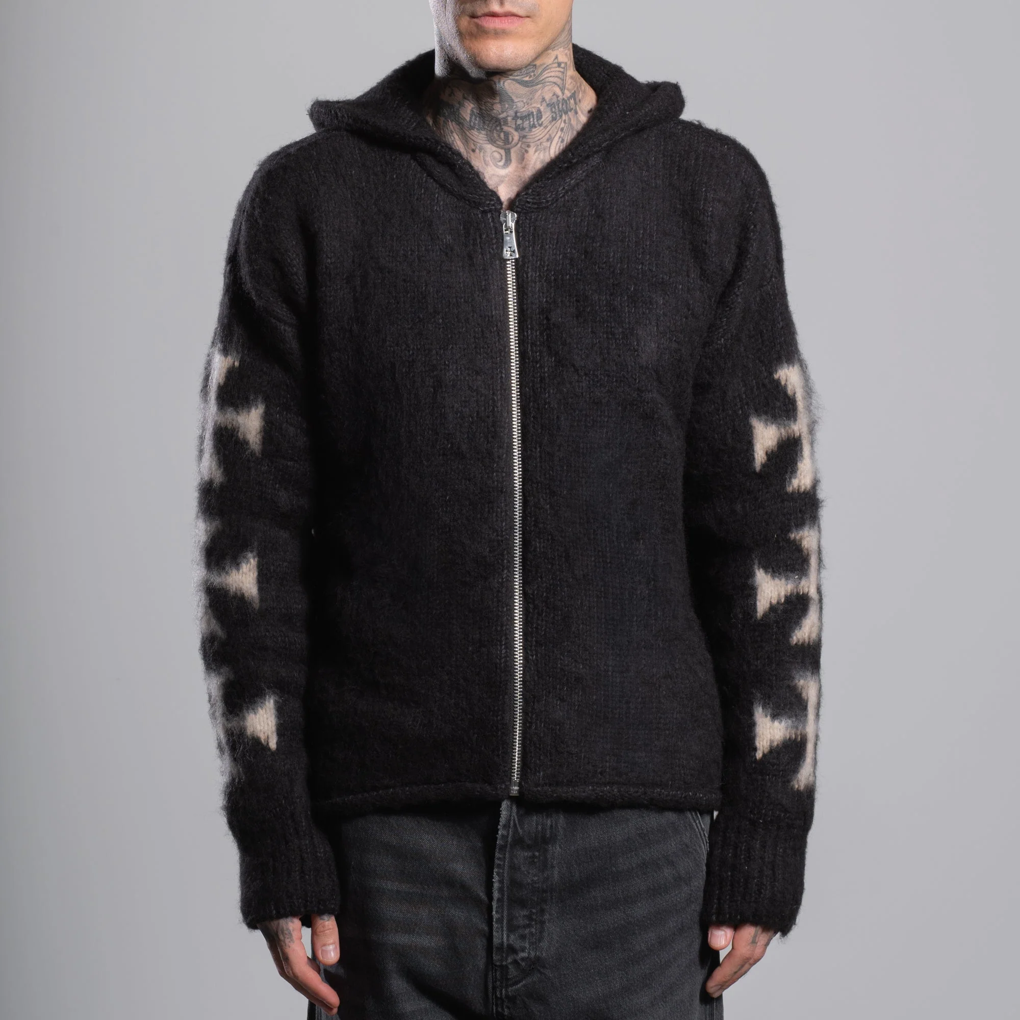 BRUSHED CROSS ZIP KNIT HOODIE - Image 7