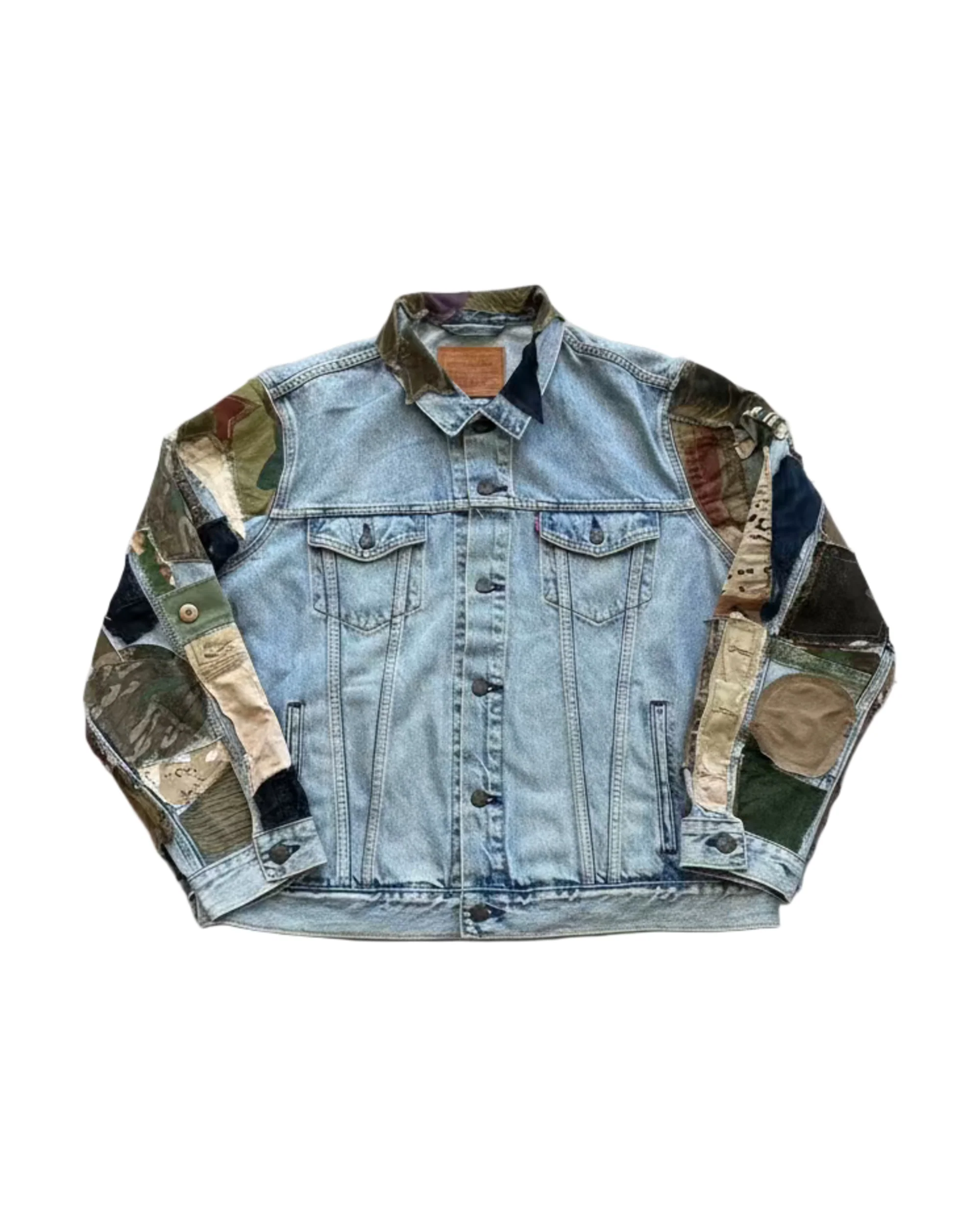 Camo Patchwork Detail Denim Jacket
