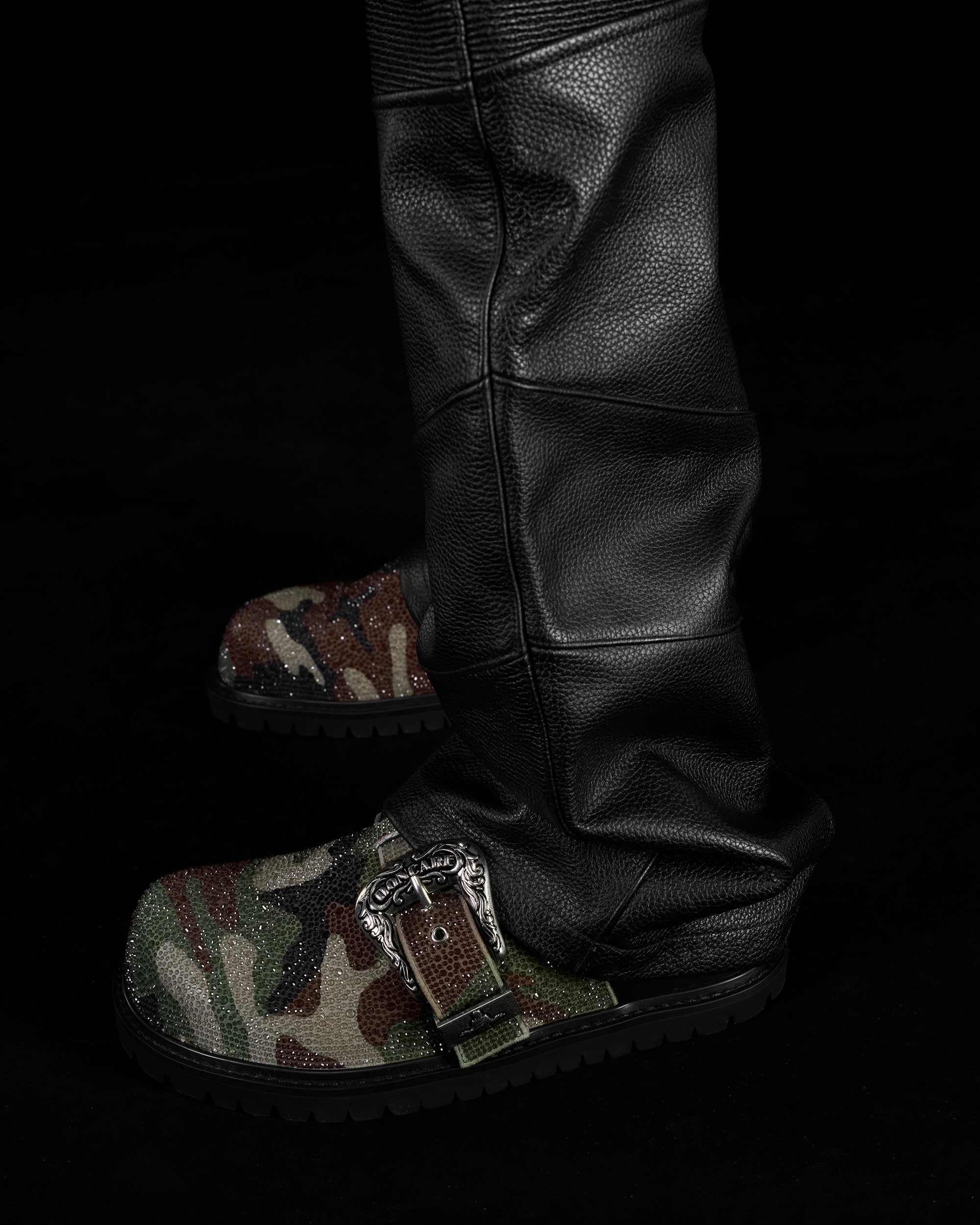 CAMO RHINESTONE LEATHER MULES - Image 7