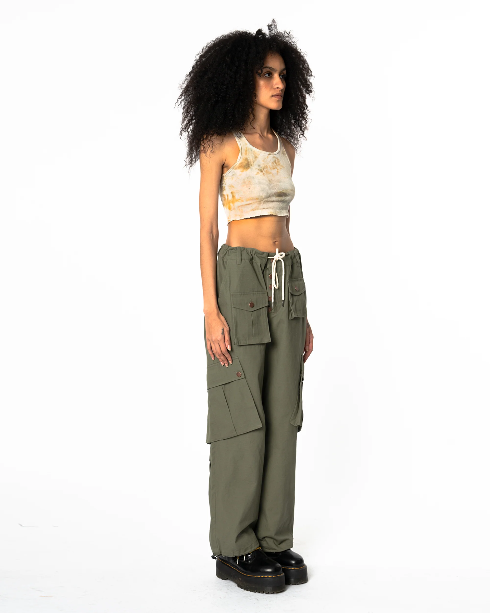 Cargo Pants - Calf Pockets - Olive Green - Image 5