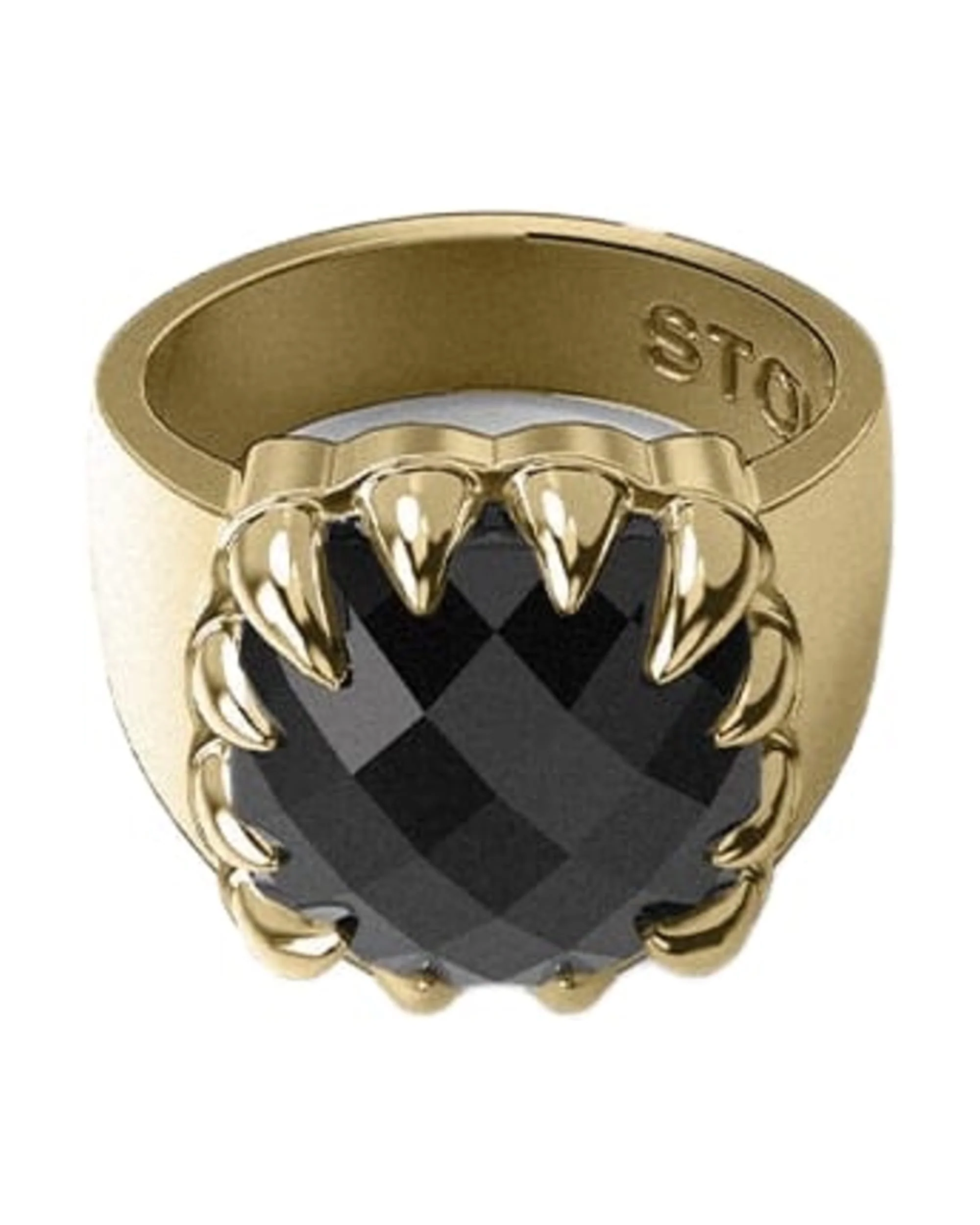 CLAW RING ONYX - GOLD PLATED
